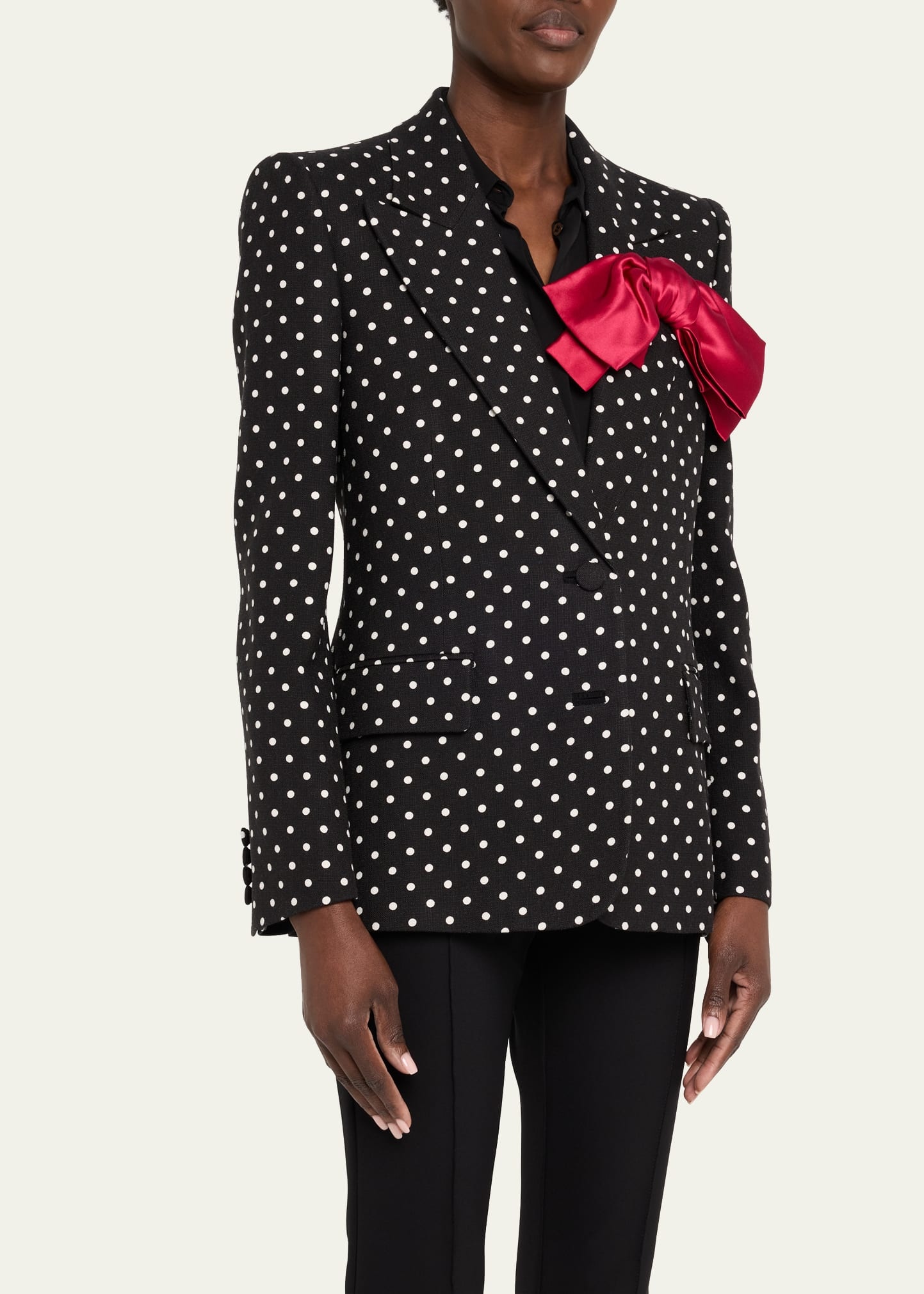 Polka Dot Blazer With Bow - 4