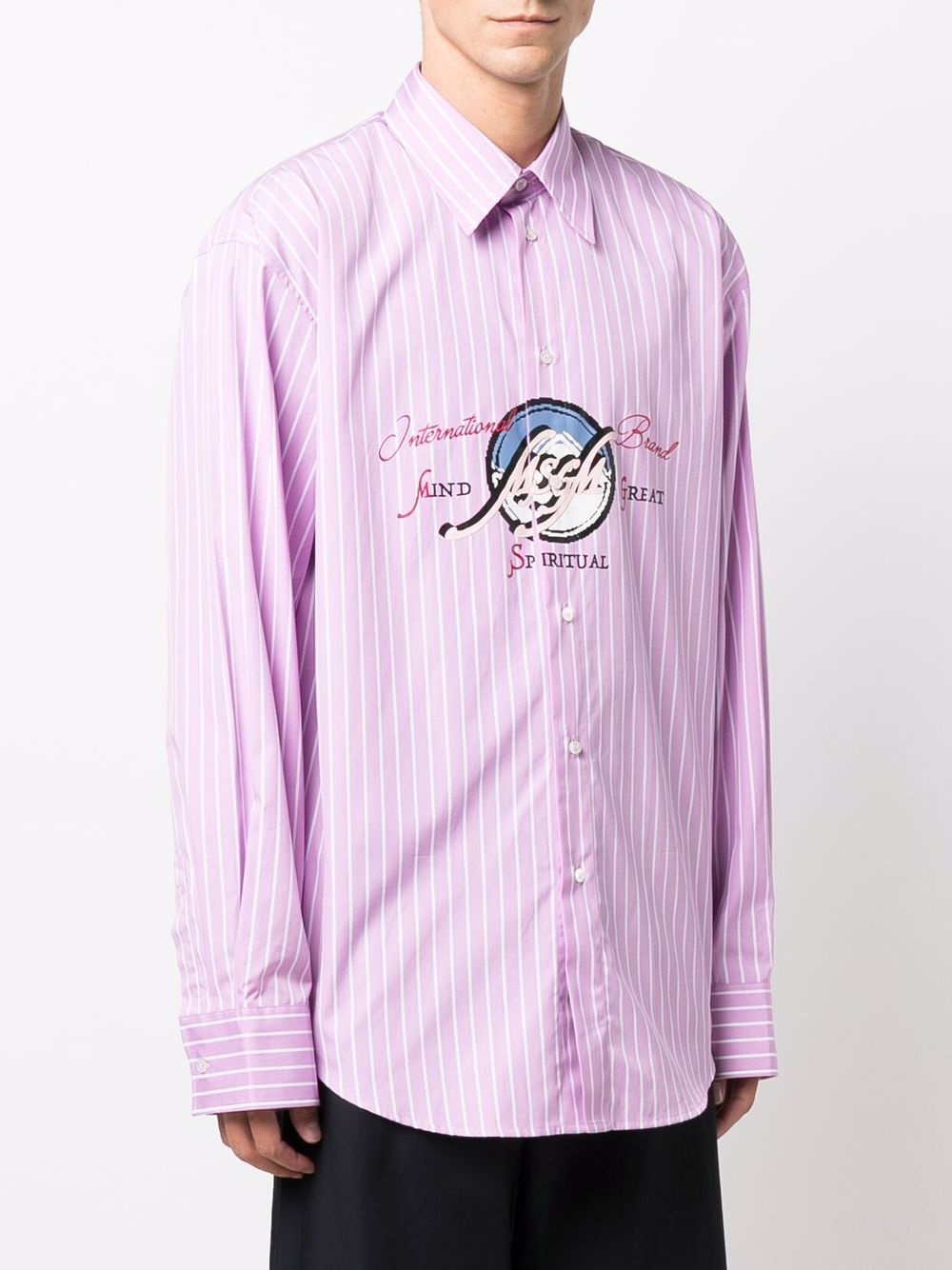 logo-print pinstripe shirt - 3