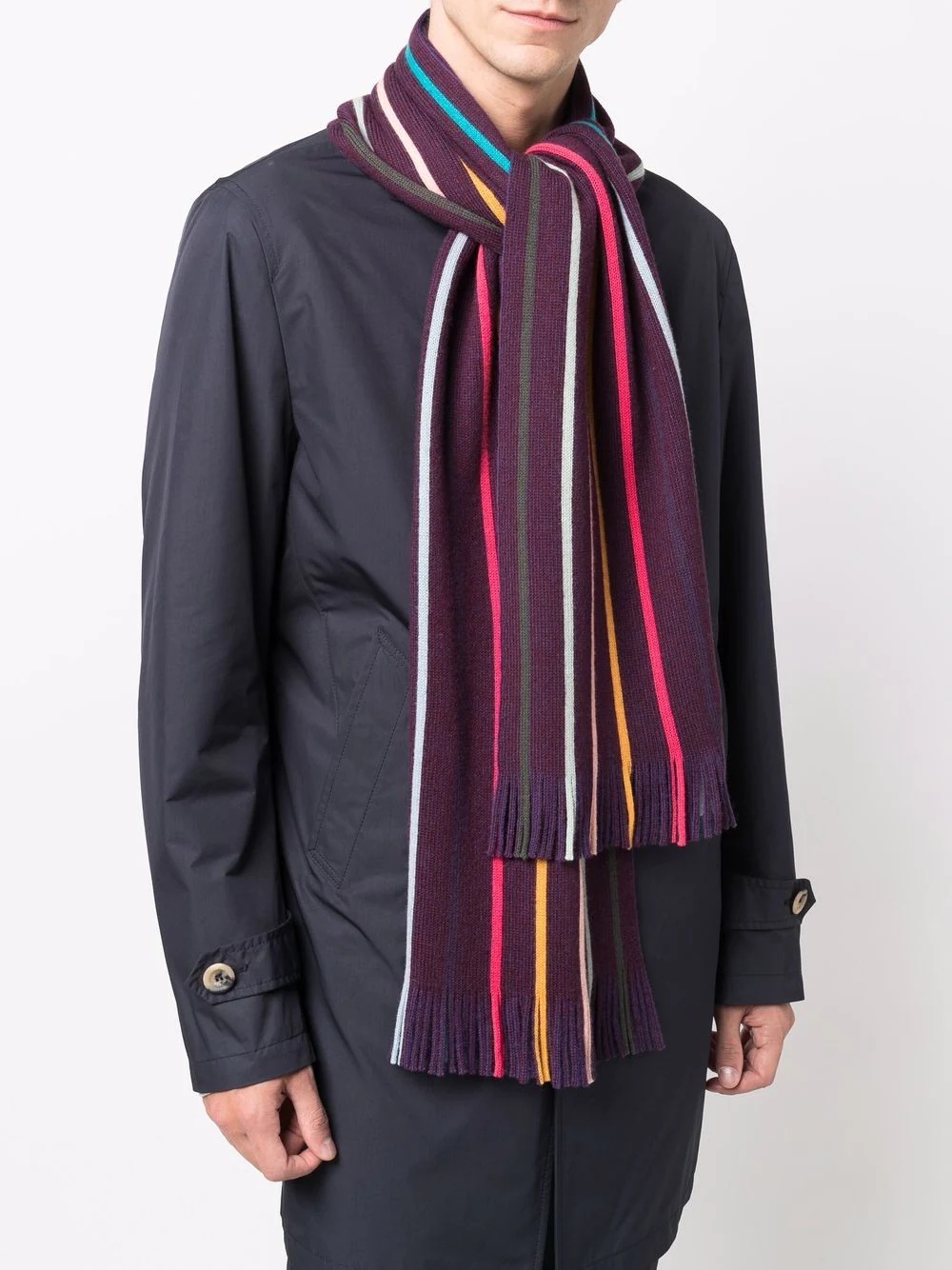 bright stripe print wool scarf - 2