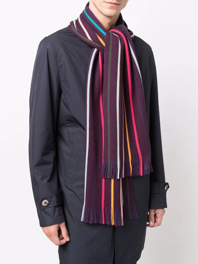 Paul Smith bright stripe print wool scarf outlook