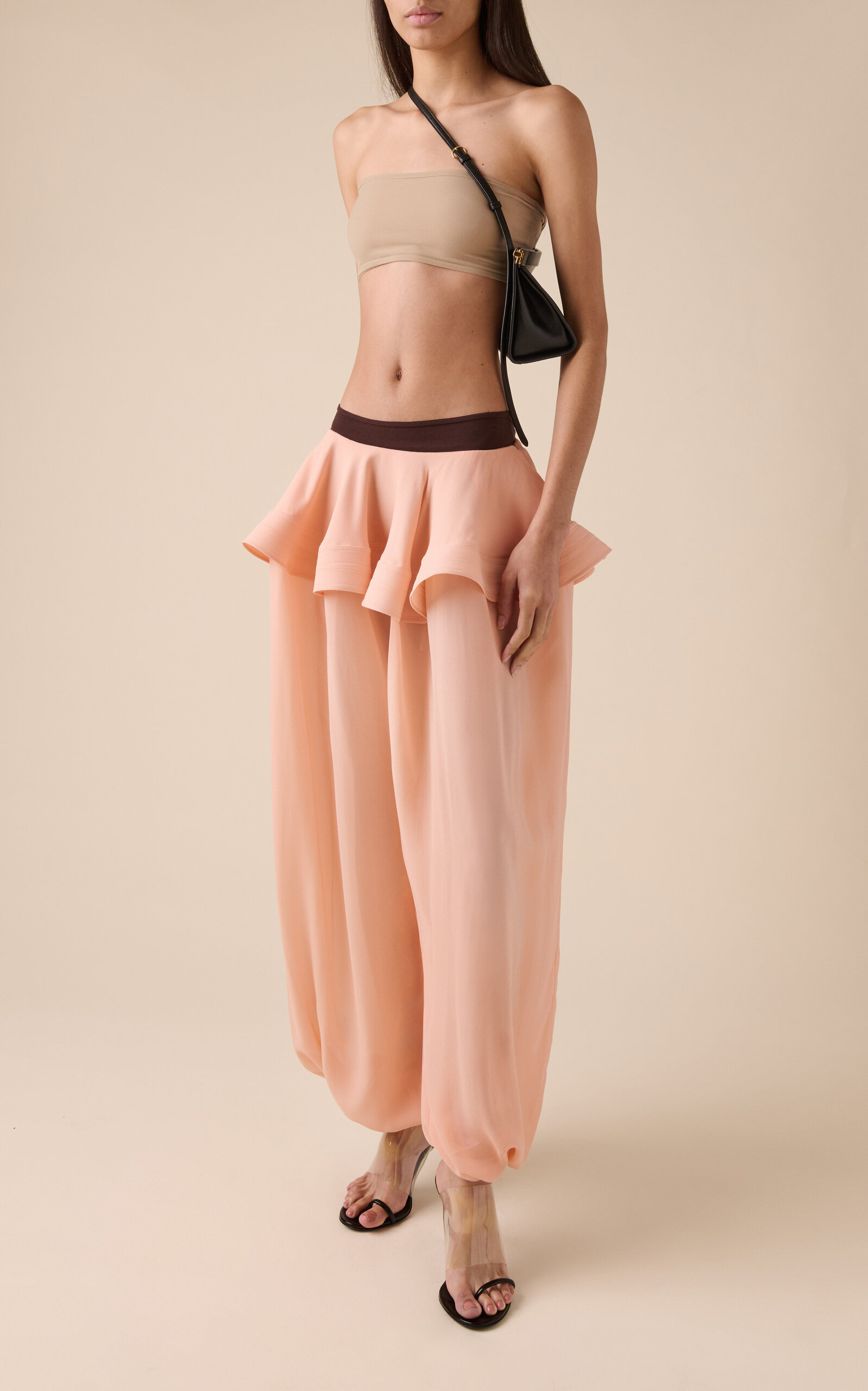 Georgette Tapered Peplum Pants pink - 2