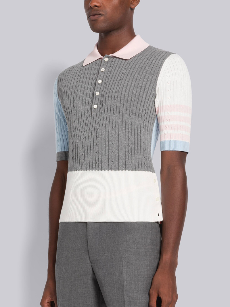 Thom Browne Fun-Mix Baby Cable Rib 4-Bar Short Sleeve Polo outlook