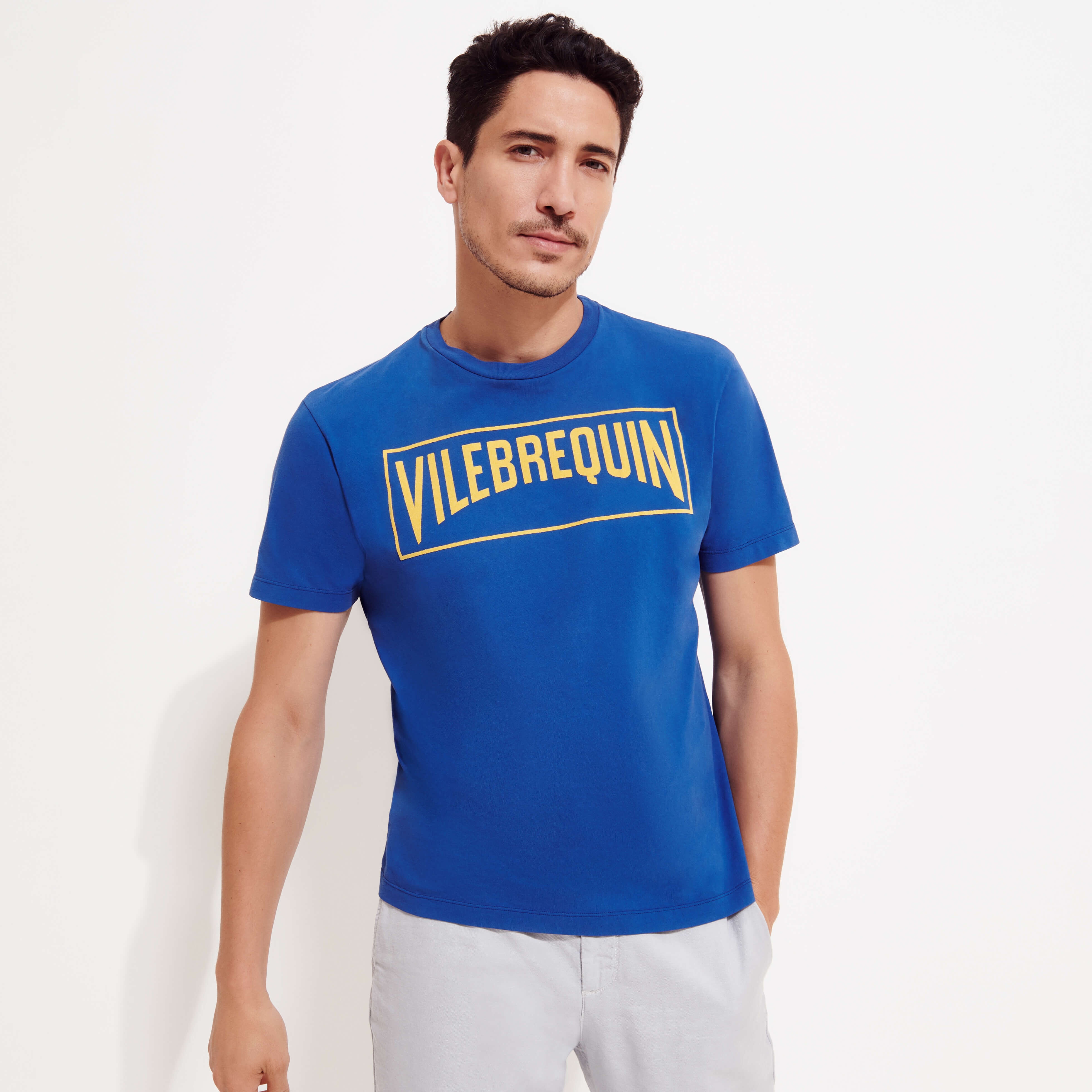 Men Cotton T-Shirt Vilebrequin Logo Flocked - 3