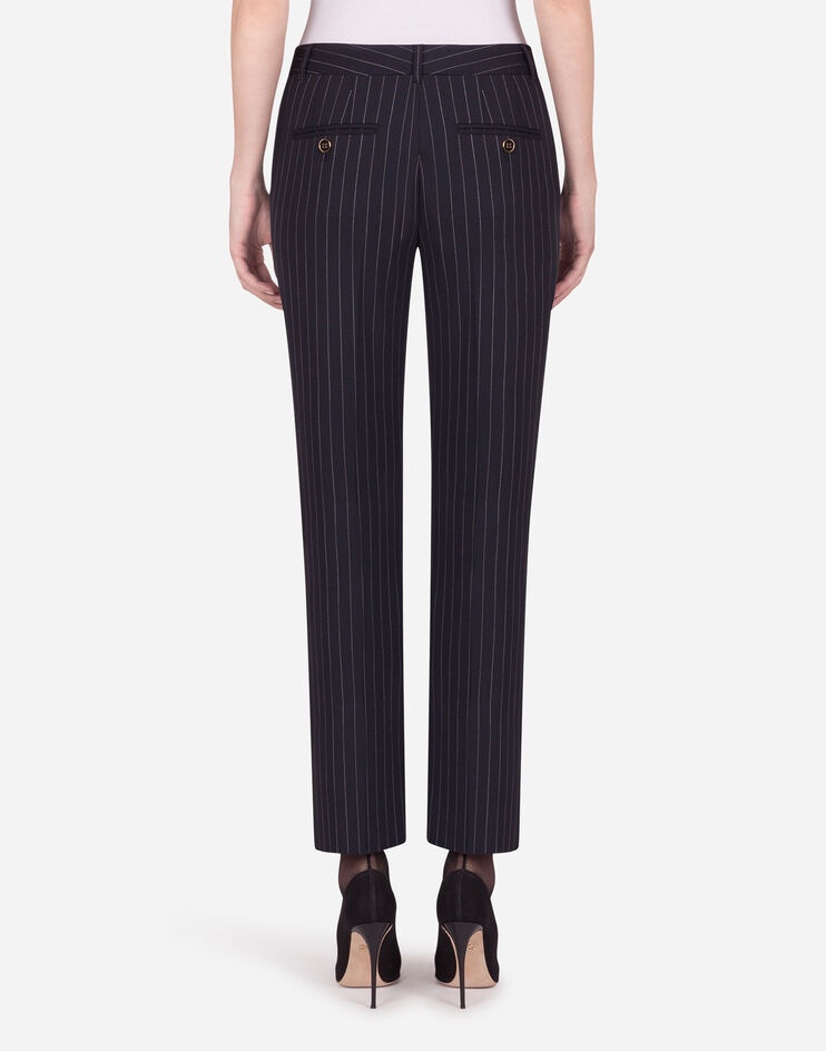 Low-rise pants in pin-stripe woolen fabric - 2