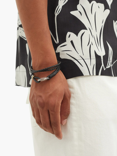 Paul Smith Beaded braided-leather wrap bracelet outlook