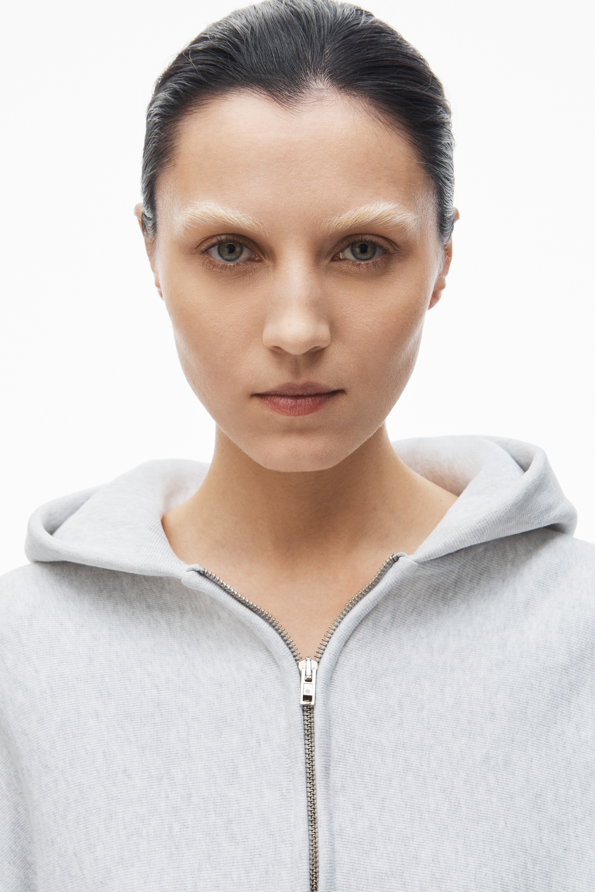 cropped zip up hoodie in classic cotton terry - 5