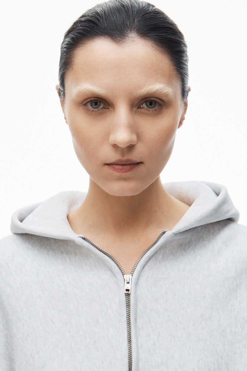 cropped zip up hoodie in classic cotton terry 5