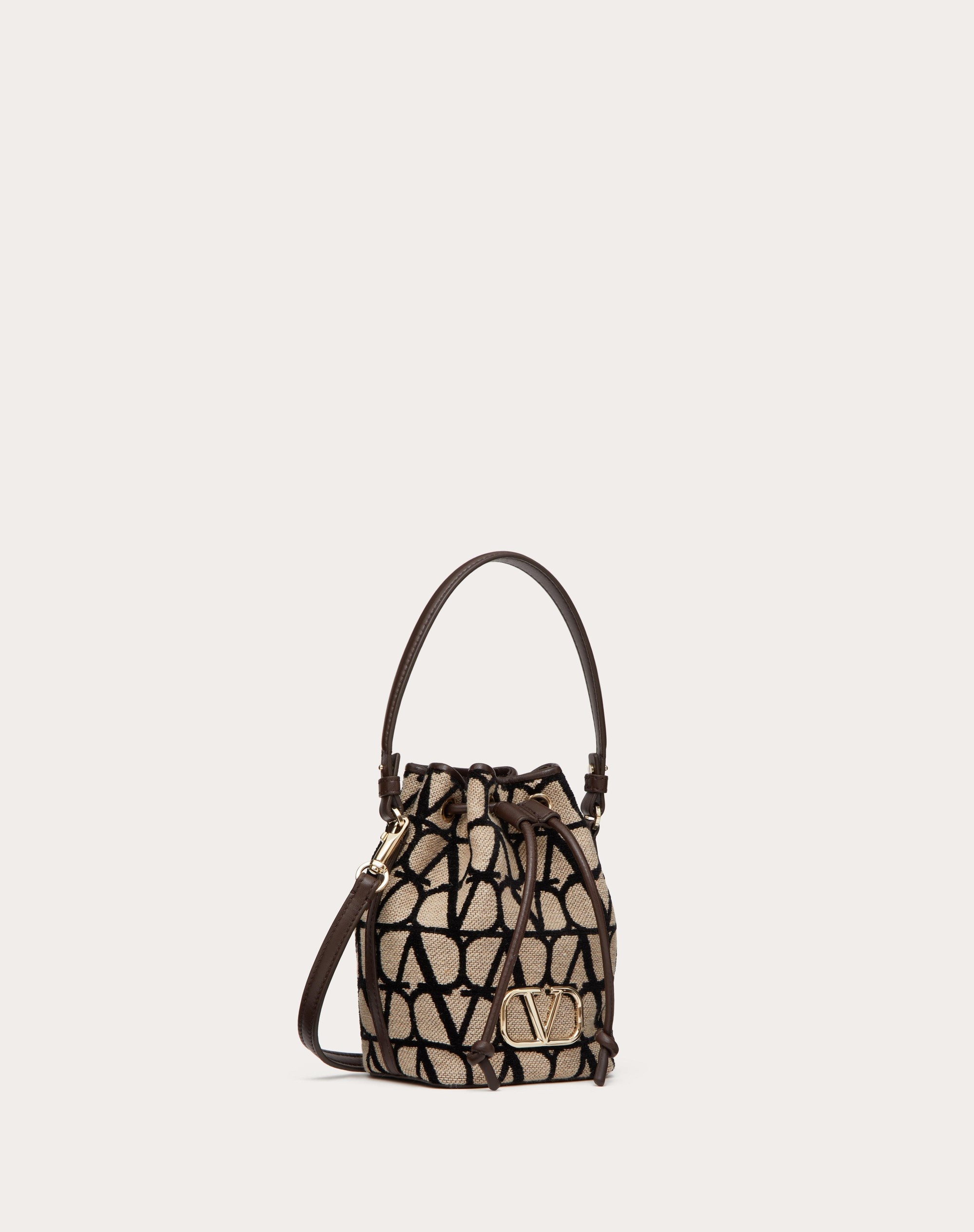 Mini Vlogo Signature Bucket Bag In Nappa Leather for Woman in Black