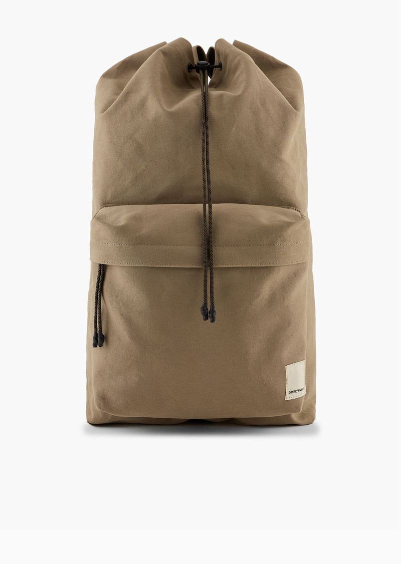 Emporio Armani Sustainability Values Capsule Collection organic canvas drawstring backpack 1