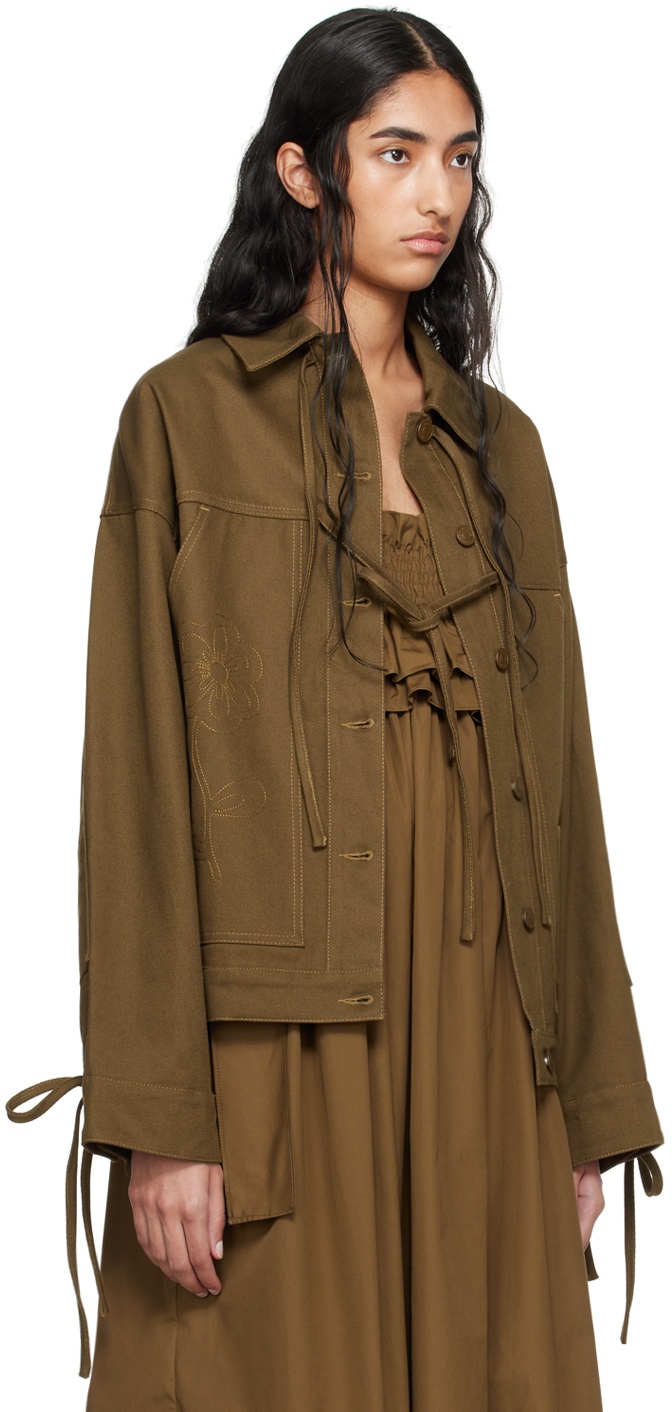 【関税込み】Cecilie Bahnsen ブラウン Olga デニムジャケット Cecilie Bahnsen Olga ジャケット | ブラウン | FARFETCH JP