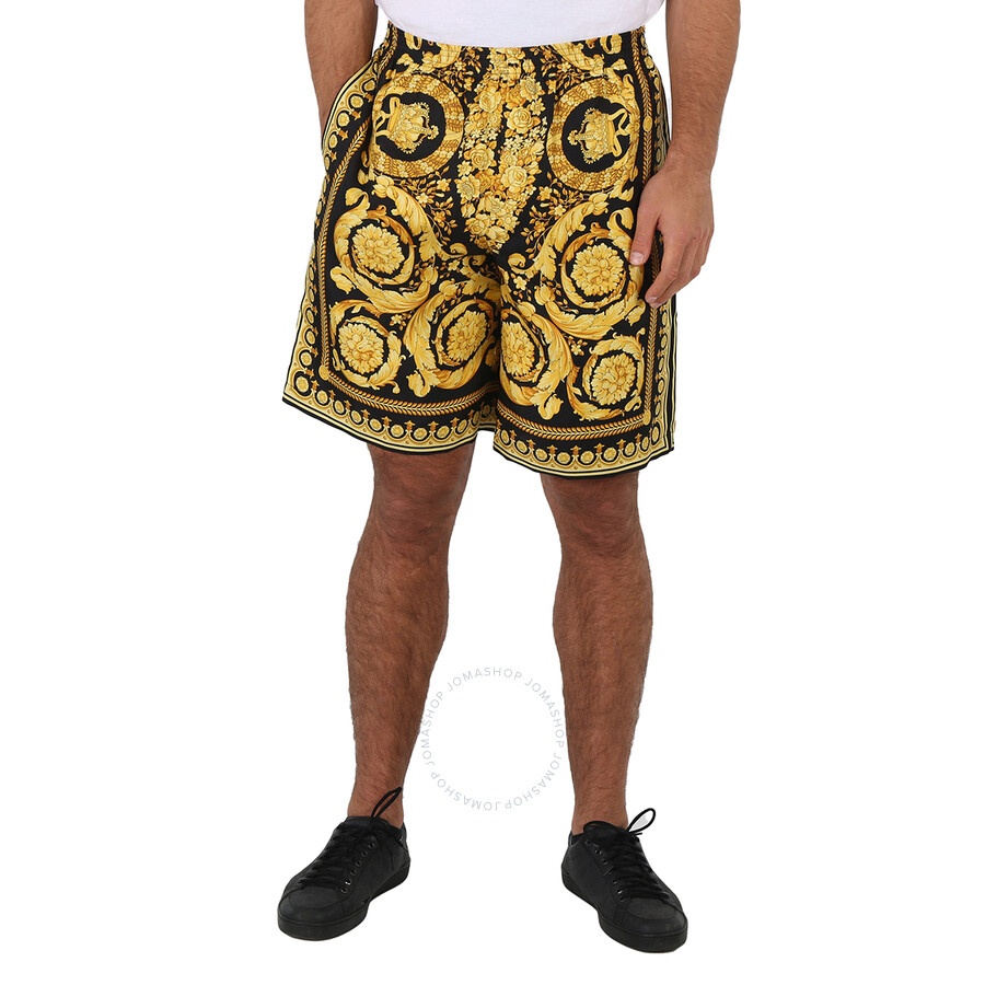 Versace Men's Silk Twill Barocco Print Shorts - 3
