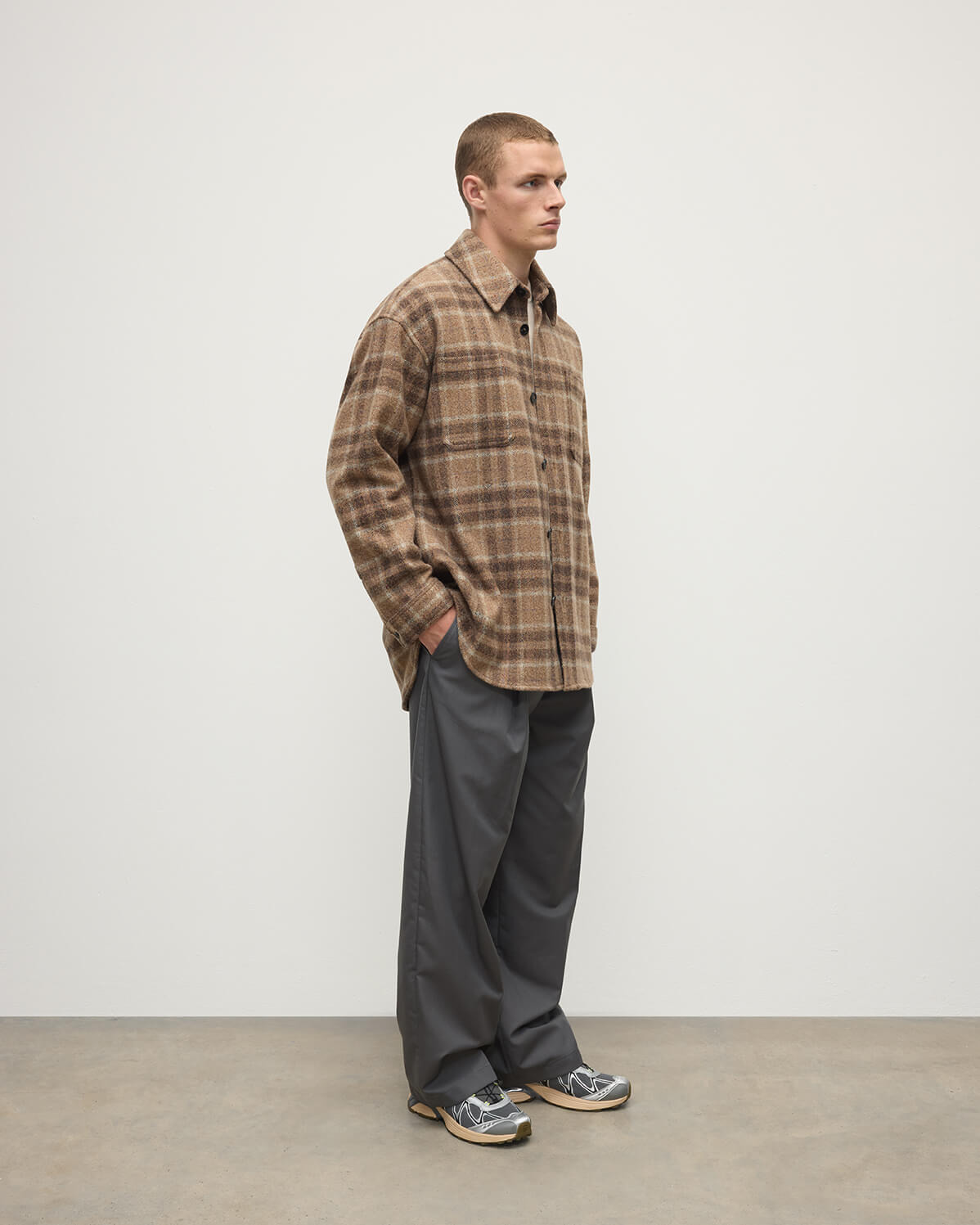Cashmere Wool Blend Brown Overshirt - 3