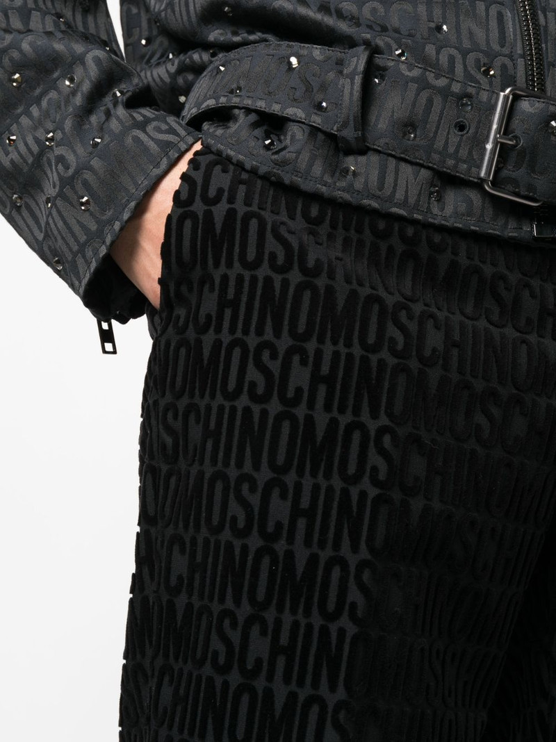 flocked-logo straight-leg trousers 5