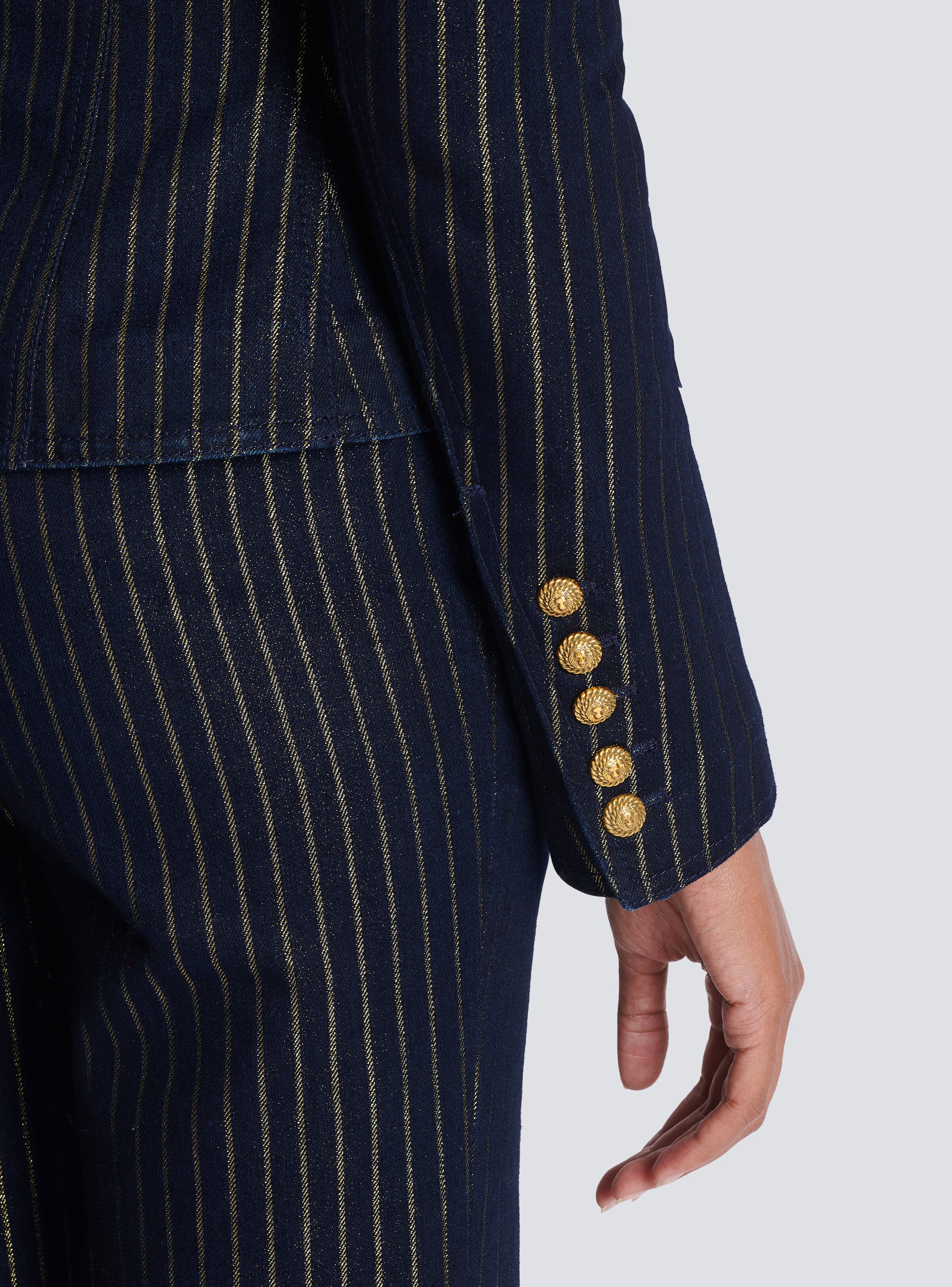 Denim jacket with lurex stripes - 6