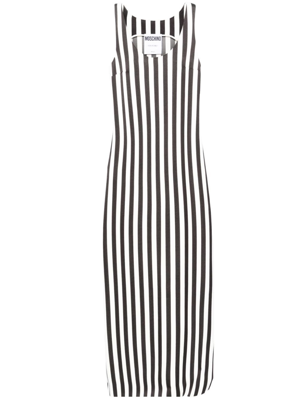 scoop-neck striped long dress - 1