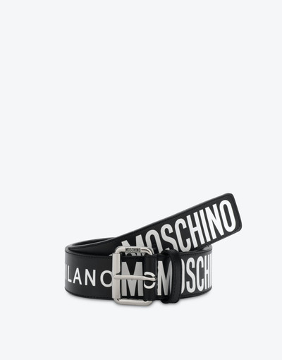 Moschino LEATHER BELT WITH ALL OVER LOGO outlook