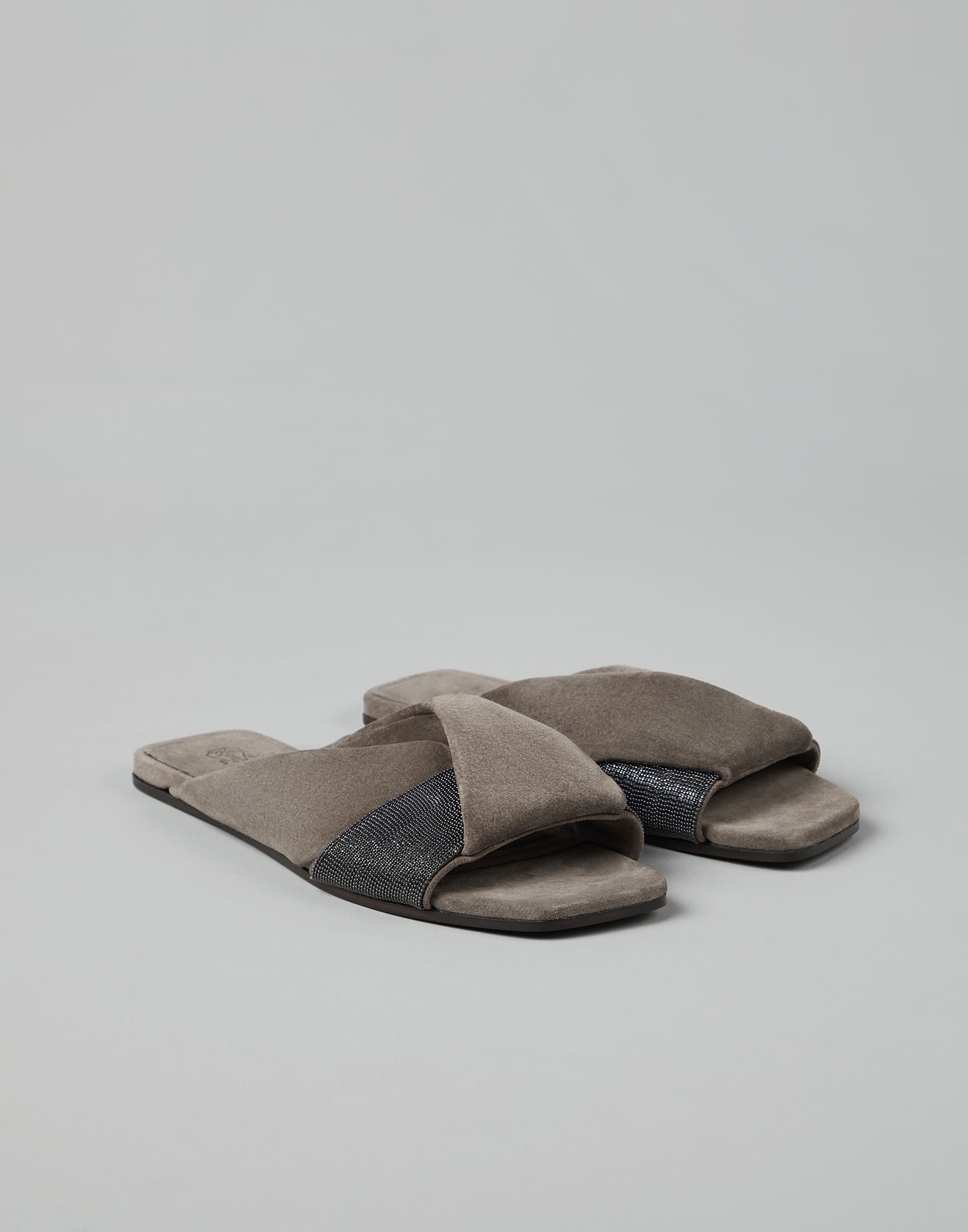 Suede slides with precious strap - 1
