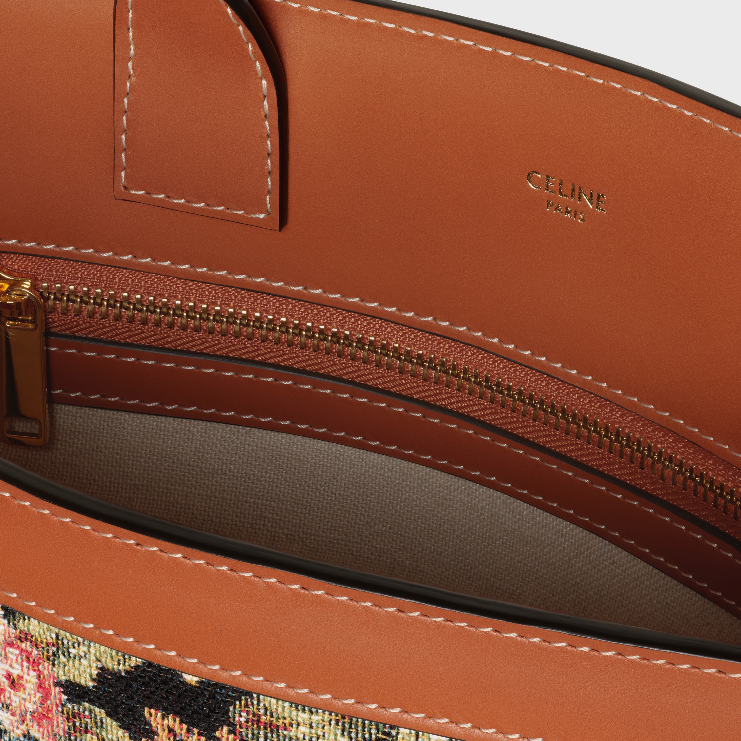 SMALL VERTICAL CABAS CELINE  IN  FLORAL JACQUARD AND CALFSKIN - 4