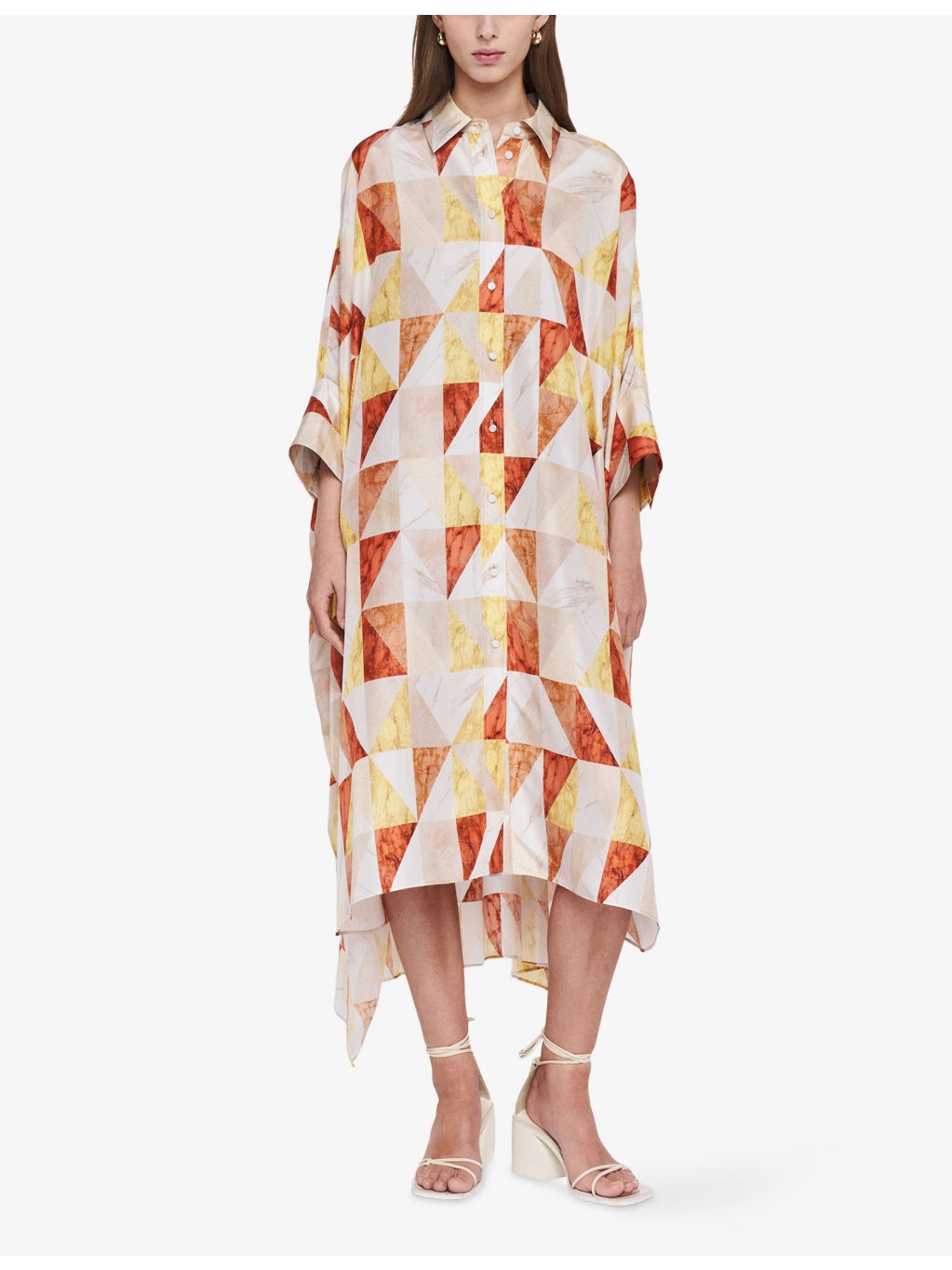 Dania Marble-Print Silk Midi Dress - 3
