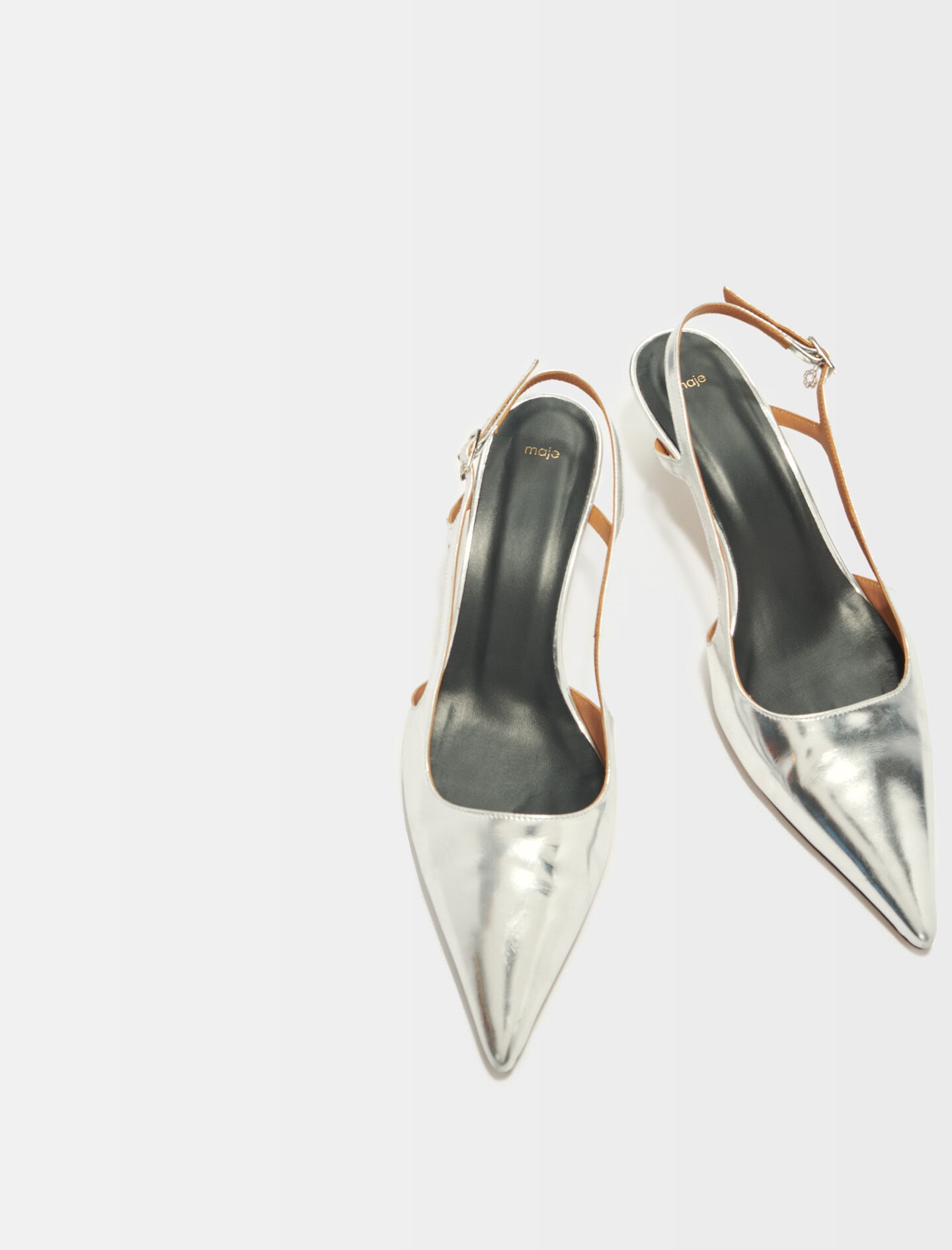 Silver leather strappy heels - 5