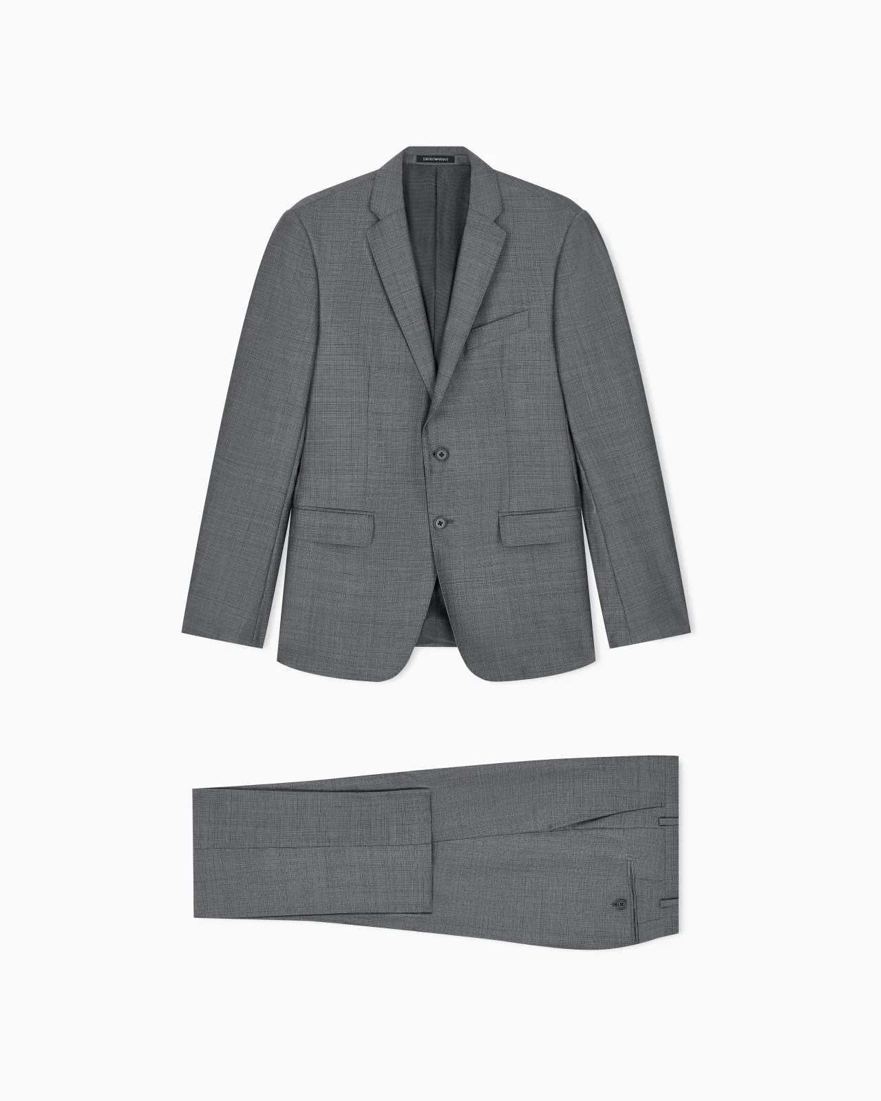 LINED SUIT IN VIRGIN WOOL WITH BASKET WEAVE EFFECT - 1