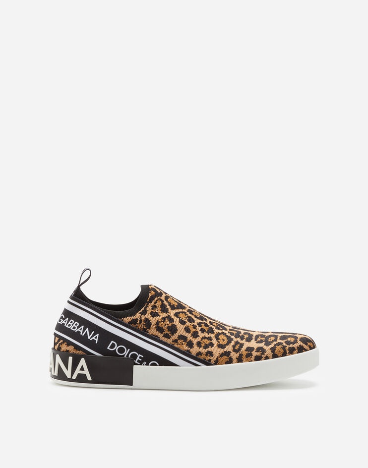 Portofino slip-on sneakers in leopard-print jacquard - 1