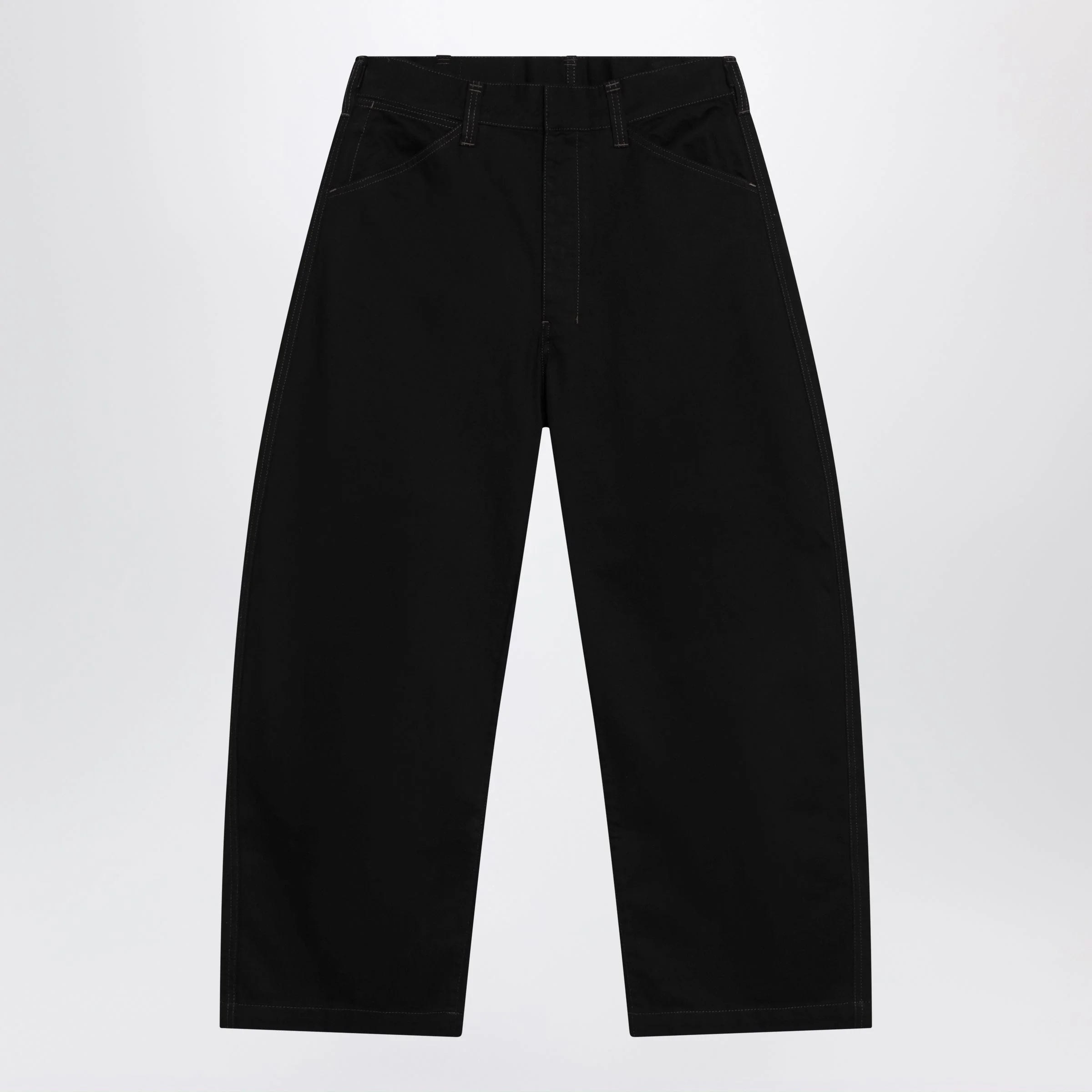 Lemaire Black Wide-Leg Cotton Trousers Men - 1