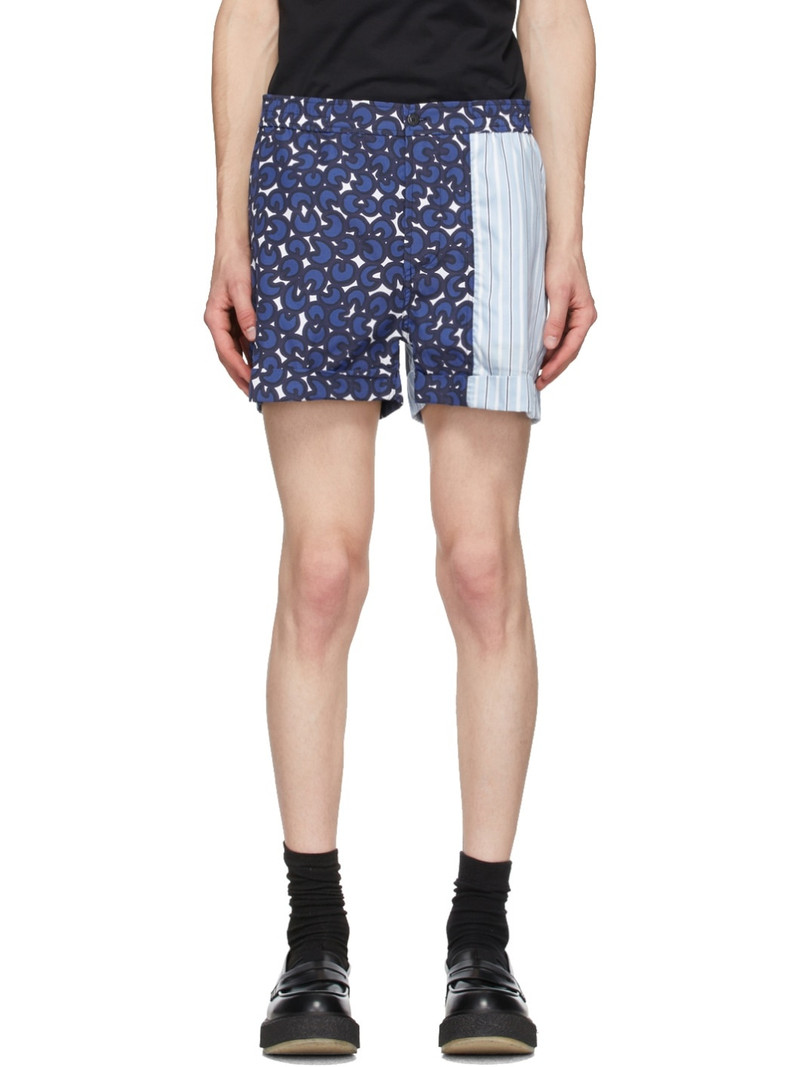 Blue Multi-Print Shorts - 1
