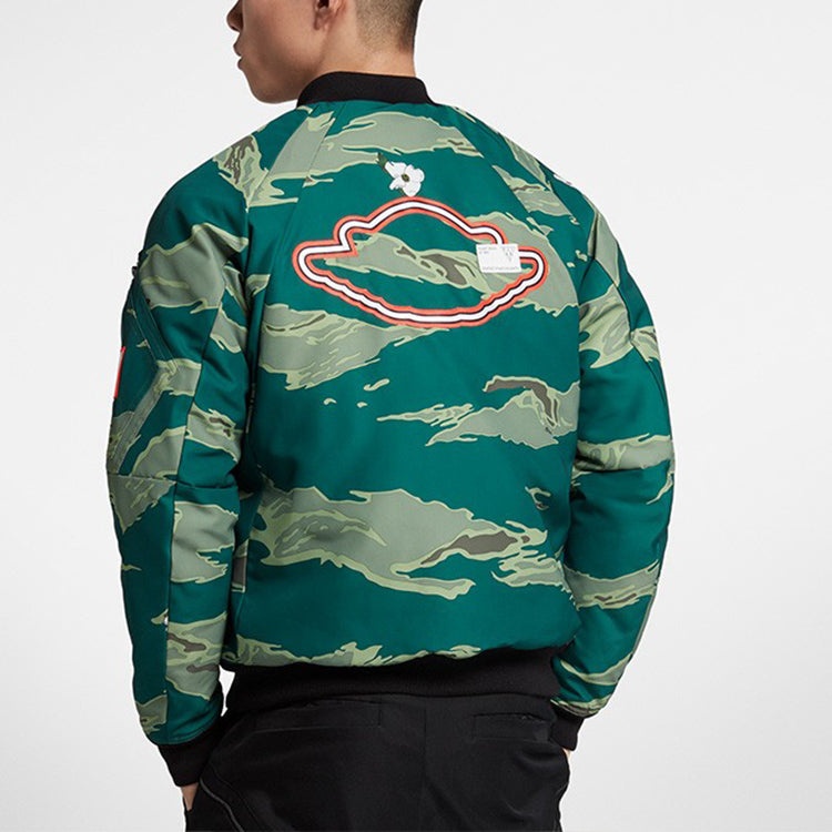 Air Jordan City Of Flight Printing Athleisure Casual Sports Stay Warm Jacket Camouflage Green AT9006 - 5