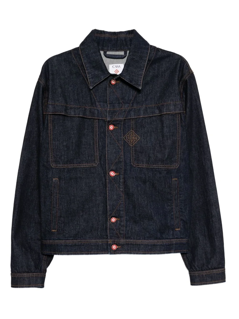 embroidered logo denim jacket - 1