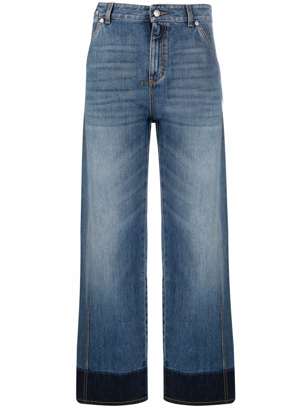 two-tone straight-leg jeans - 1