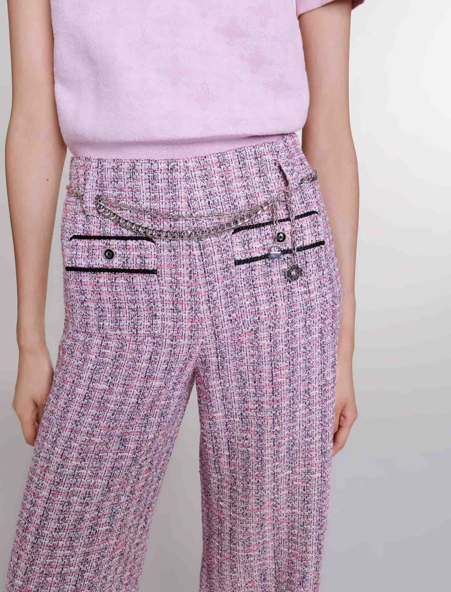 Wide-leg tweed trousers - 3