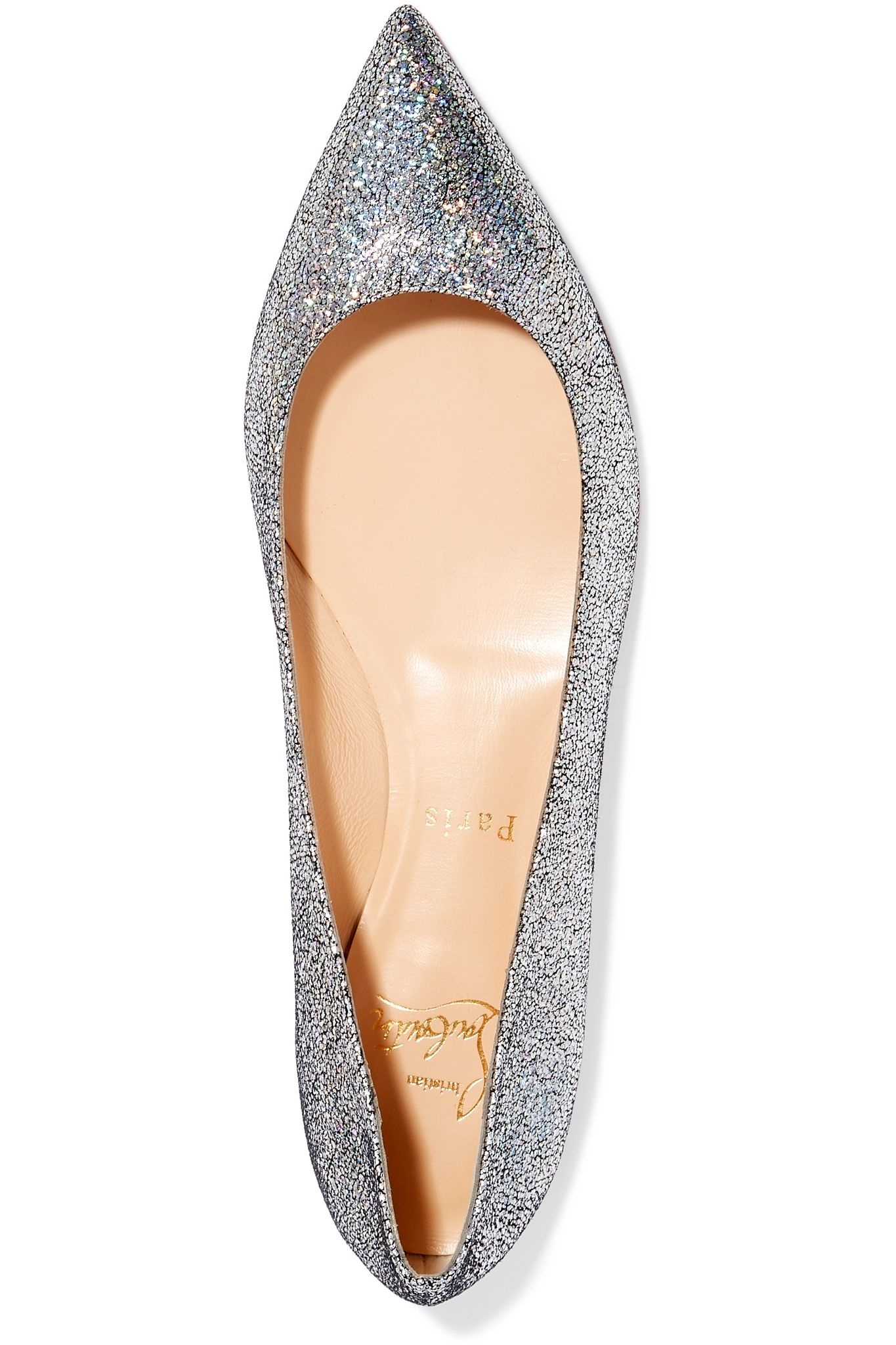 Ballalla iridescent glittered leather point-toe flats  - 6