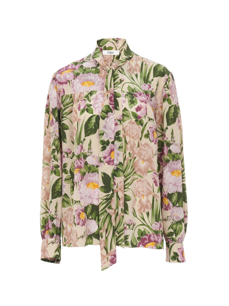 MAXI GATHERED LAVALLIÈRE BLOUSE IN CRÊPE DE CHINE 1