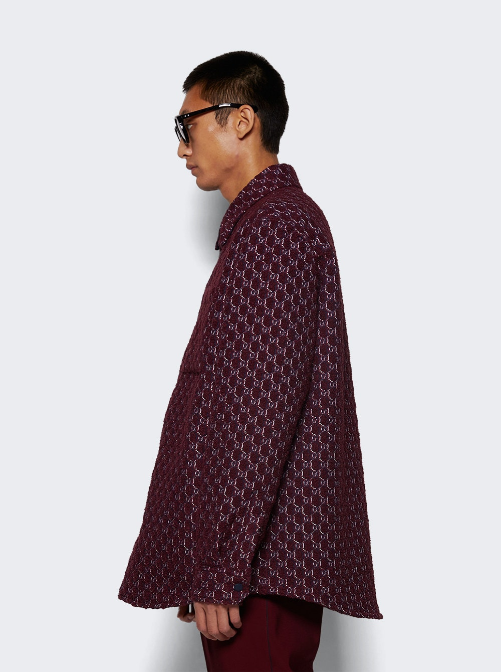Shadow Boucle Shirt Burgundy And Blue - 4