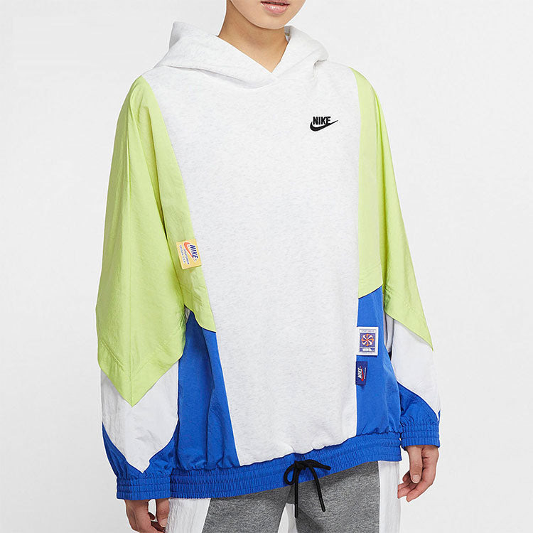 (WMNS) Nike Icon Clash Pullover Hoodie 'White Green Blue' DB3847-051 - 3