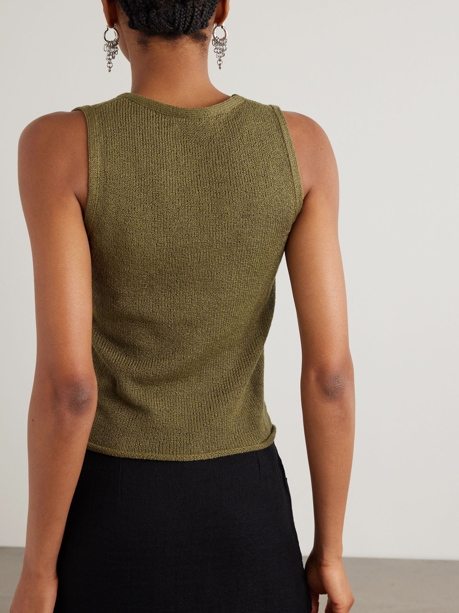 Nora Lite ribbed cotton tank Army green - 3