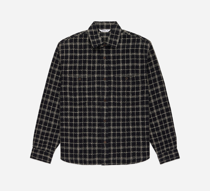 Utility Shirt - Black/Ecru Wavy Check 1