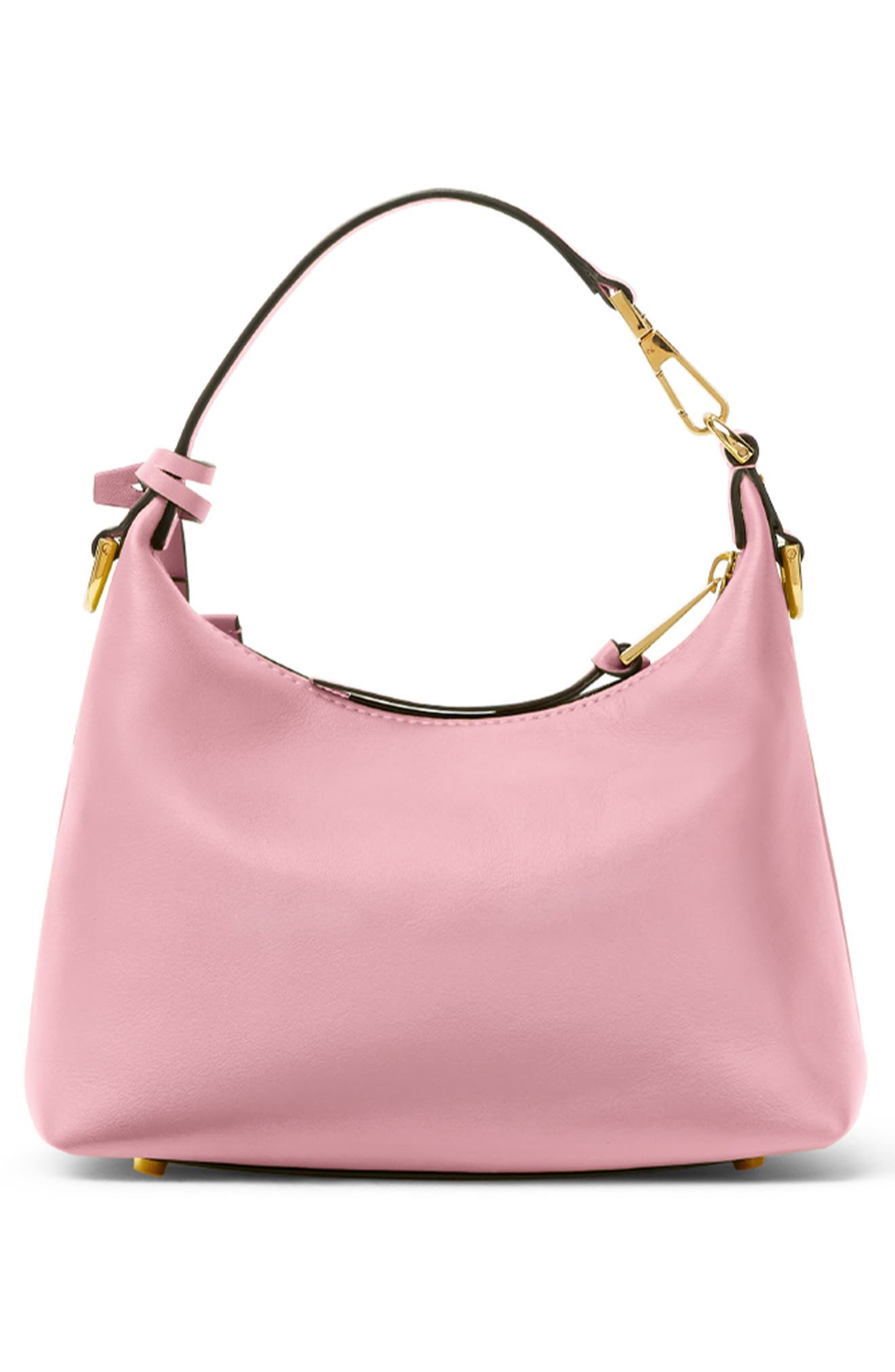 Versace Small Logo Leather Hobo Bag in English Rose Versace Gold at Nordstrom - 2