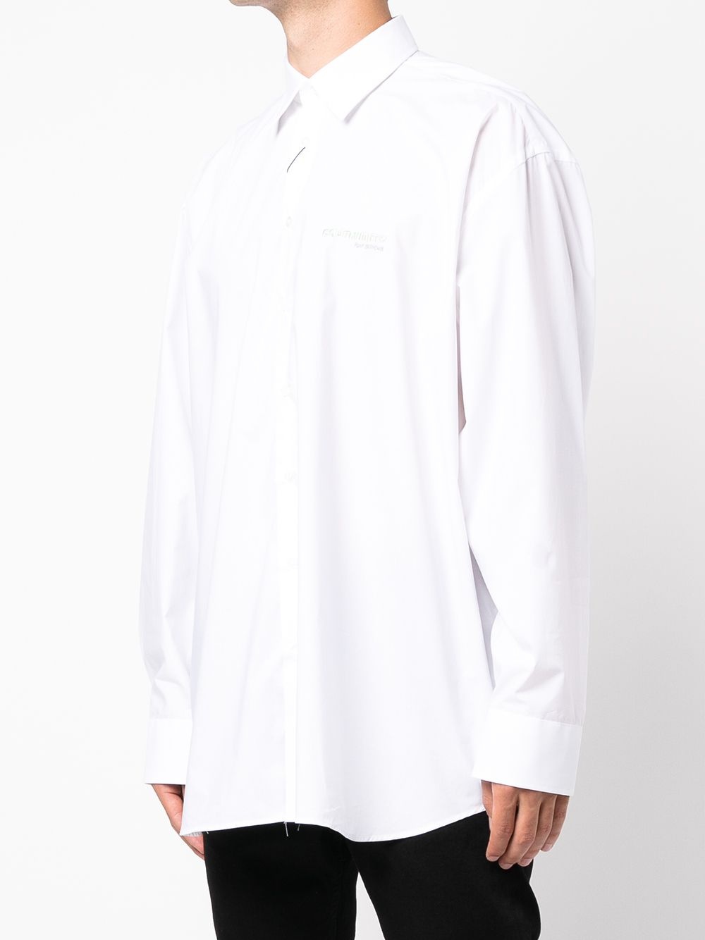 Raf Simons logo-embroidered long-sleeve shirt | REVERSIBLE