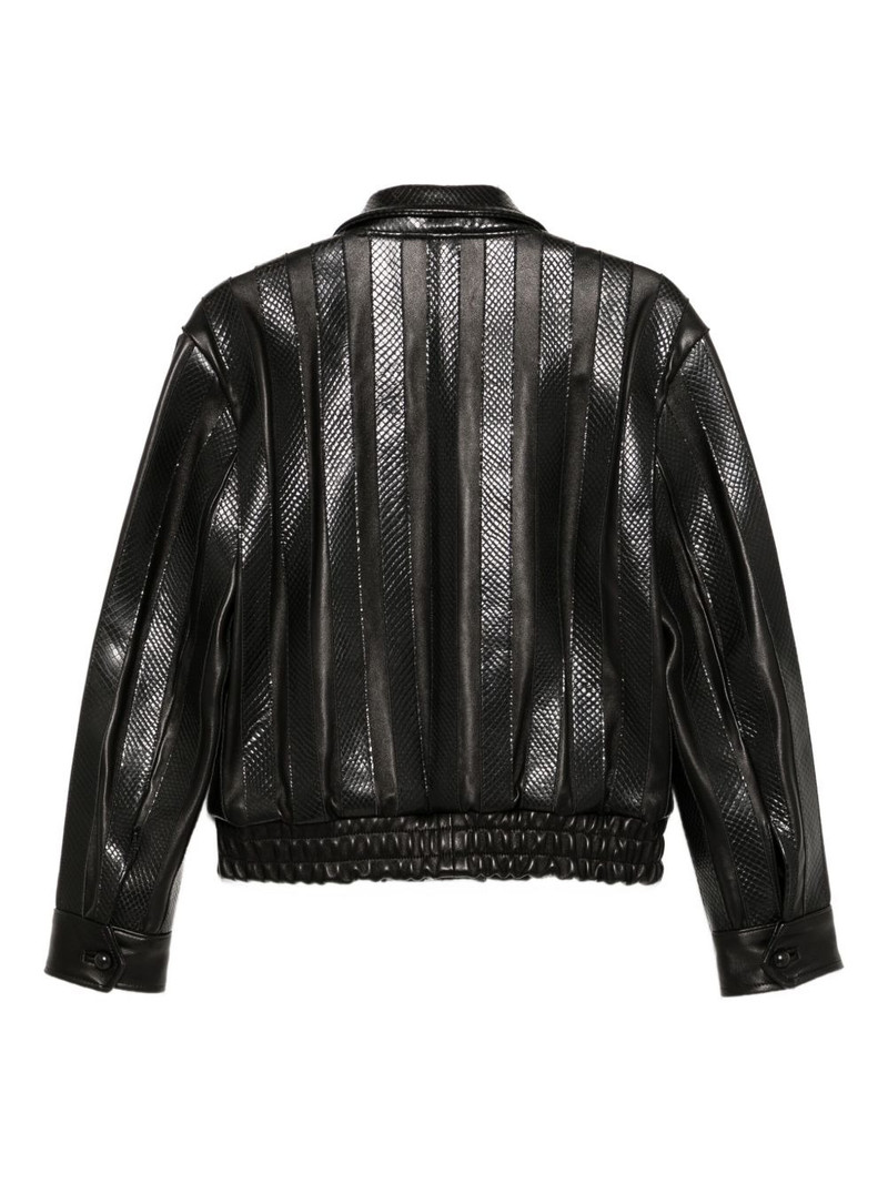 ERNEST W. BAKER Ernest striped leather jacket outlook