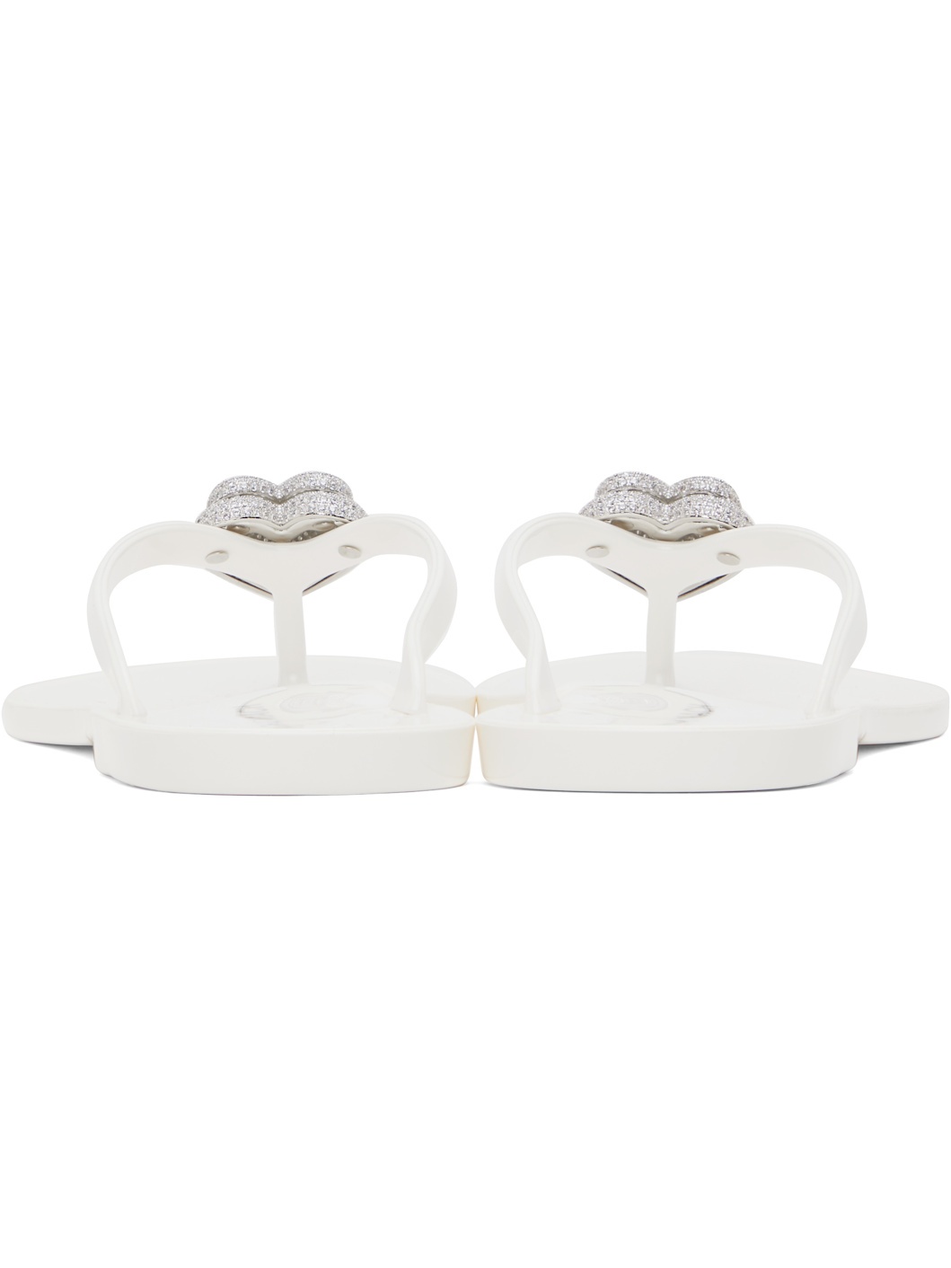 White Double Heart Flip-Flops - 2