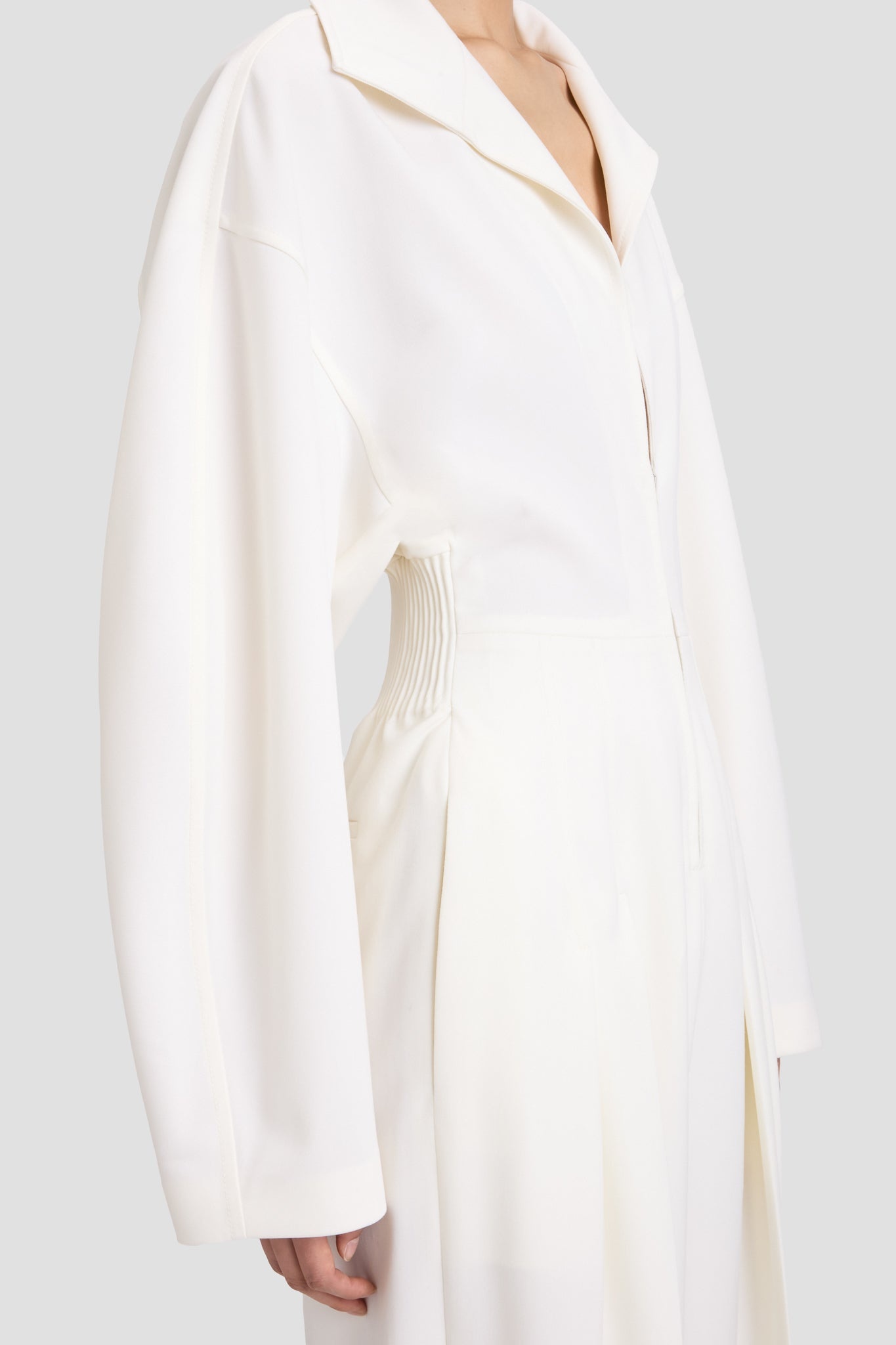 Tab Detail Jumpsuit In Ivory - 3