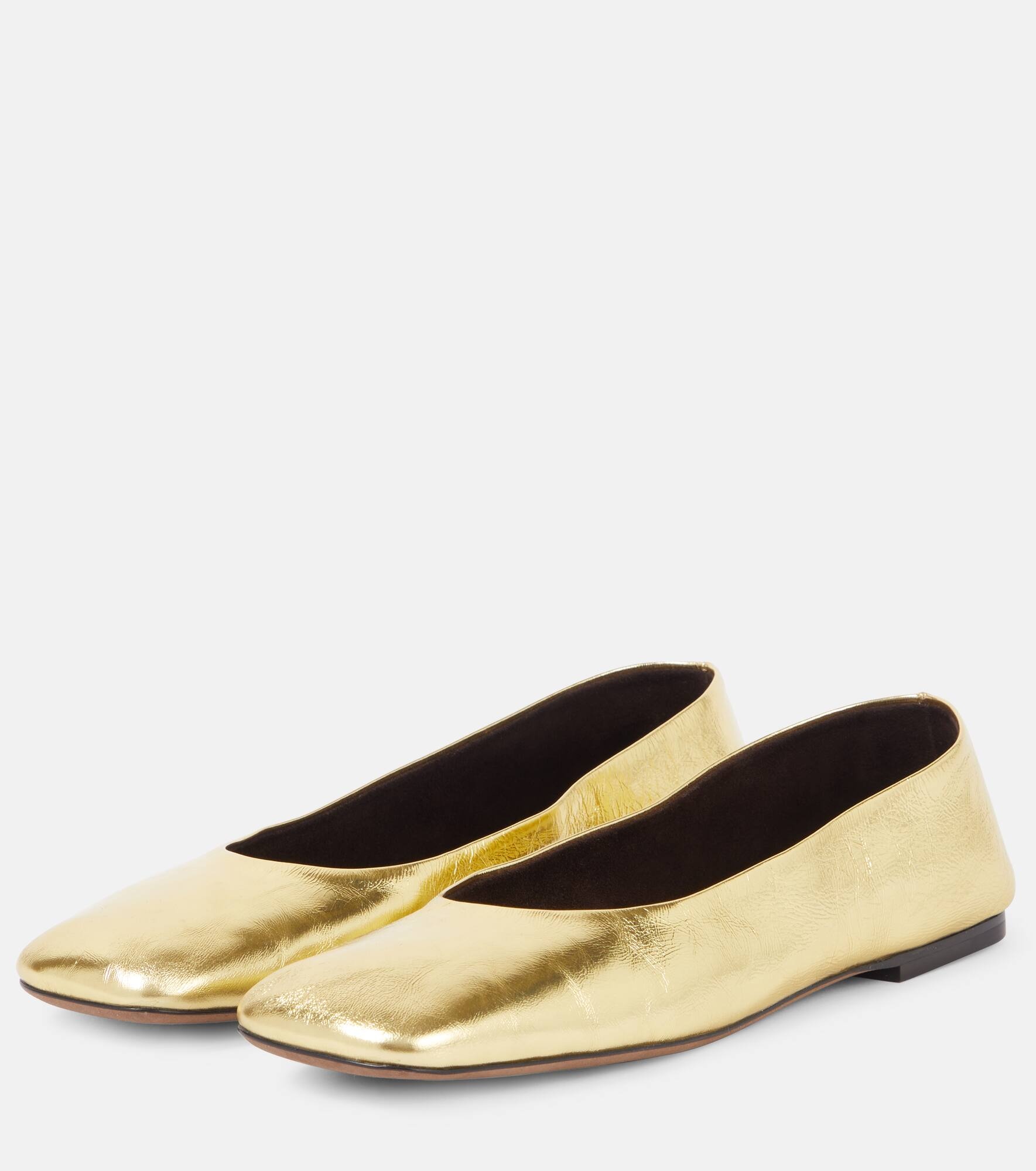 Square metallic leather ballet flats - 4