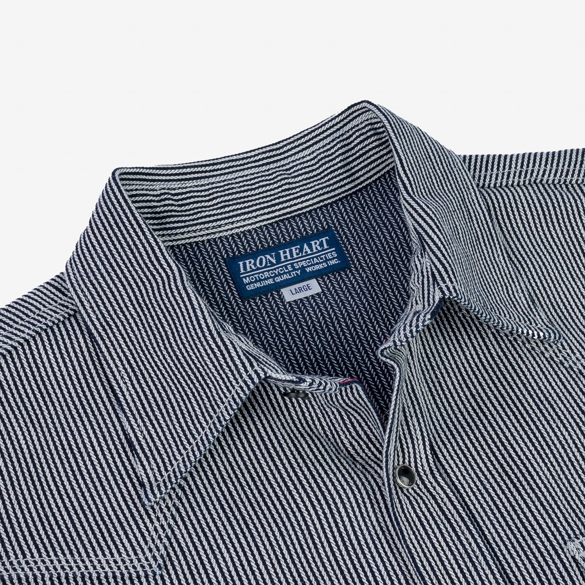 IHSH-365-IND 8oz Herringbone Hickory Stripe Sawtooth Western Shirt - Indigo - 9