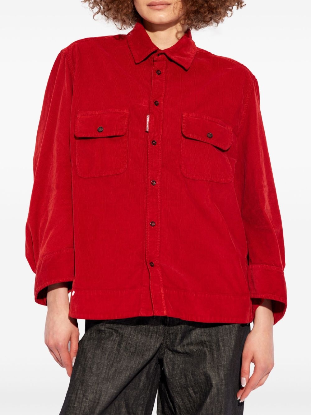 corduroy button-up shirt - 3