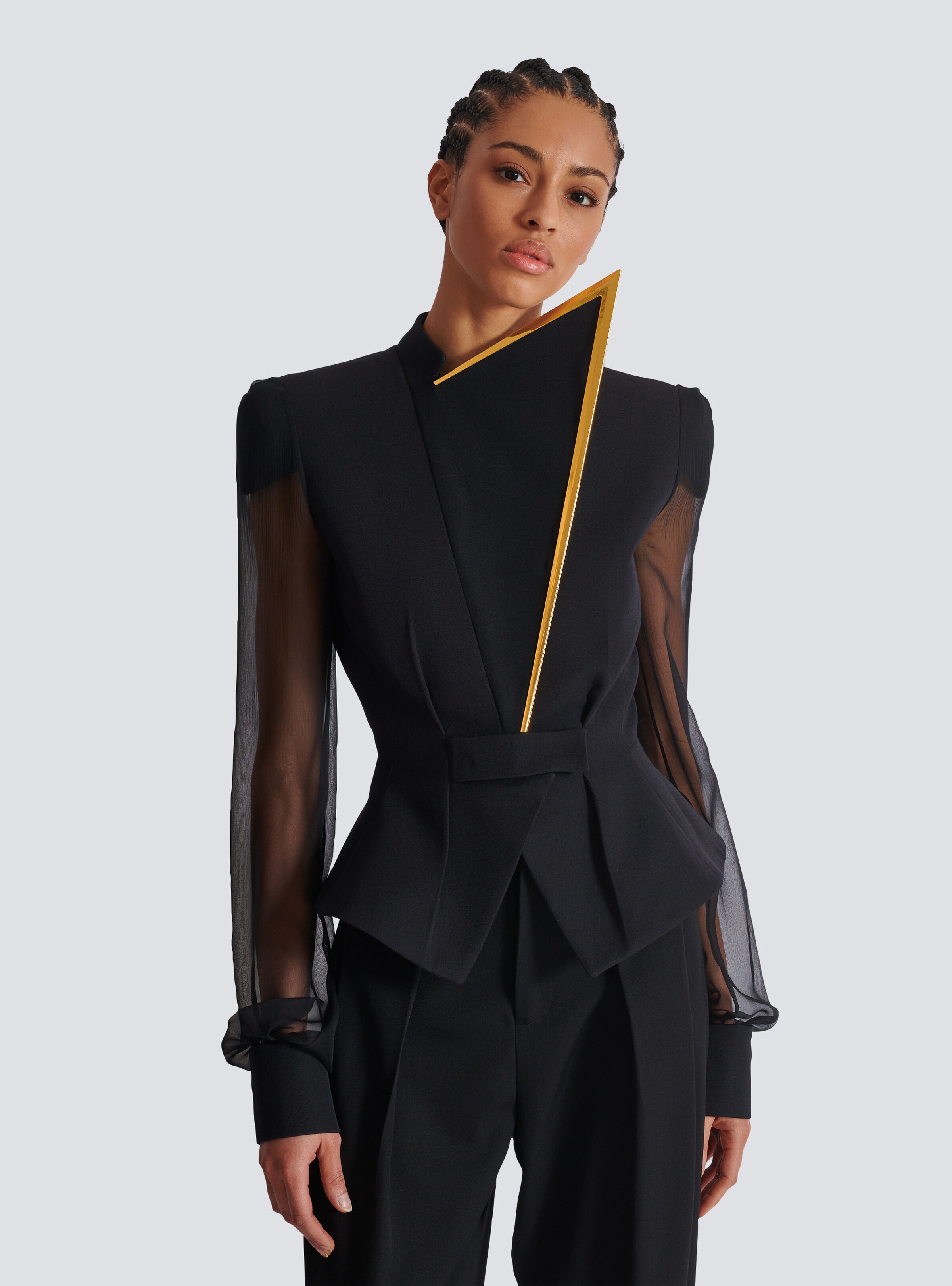 Grain de poudre and chiffon jacket - 6
