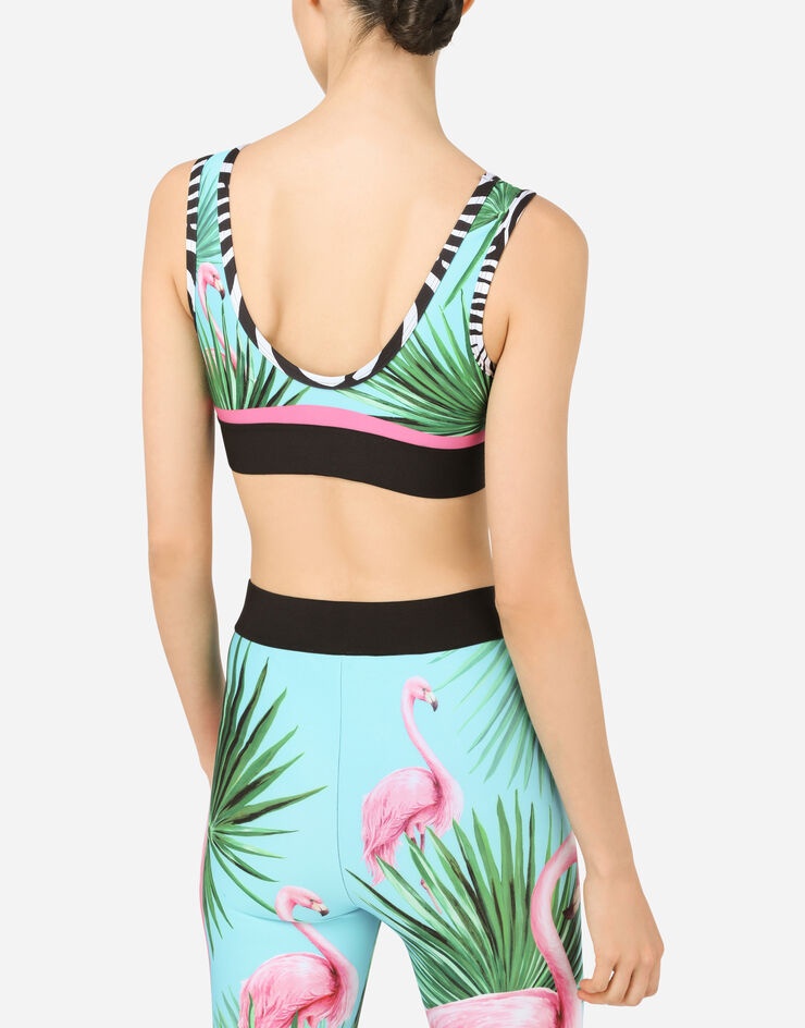 Flamingo-print top with branded elastic - 8