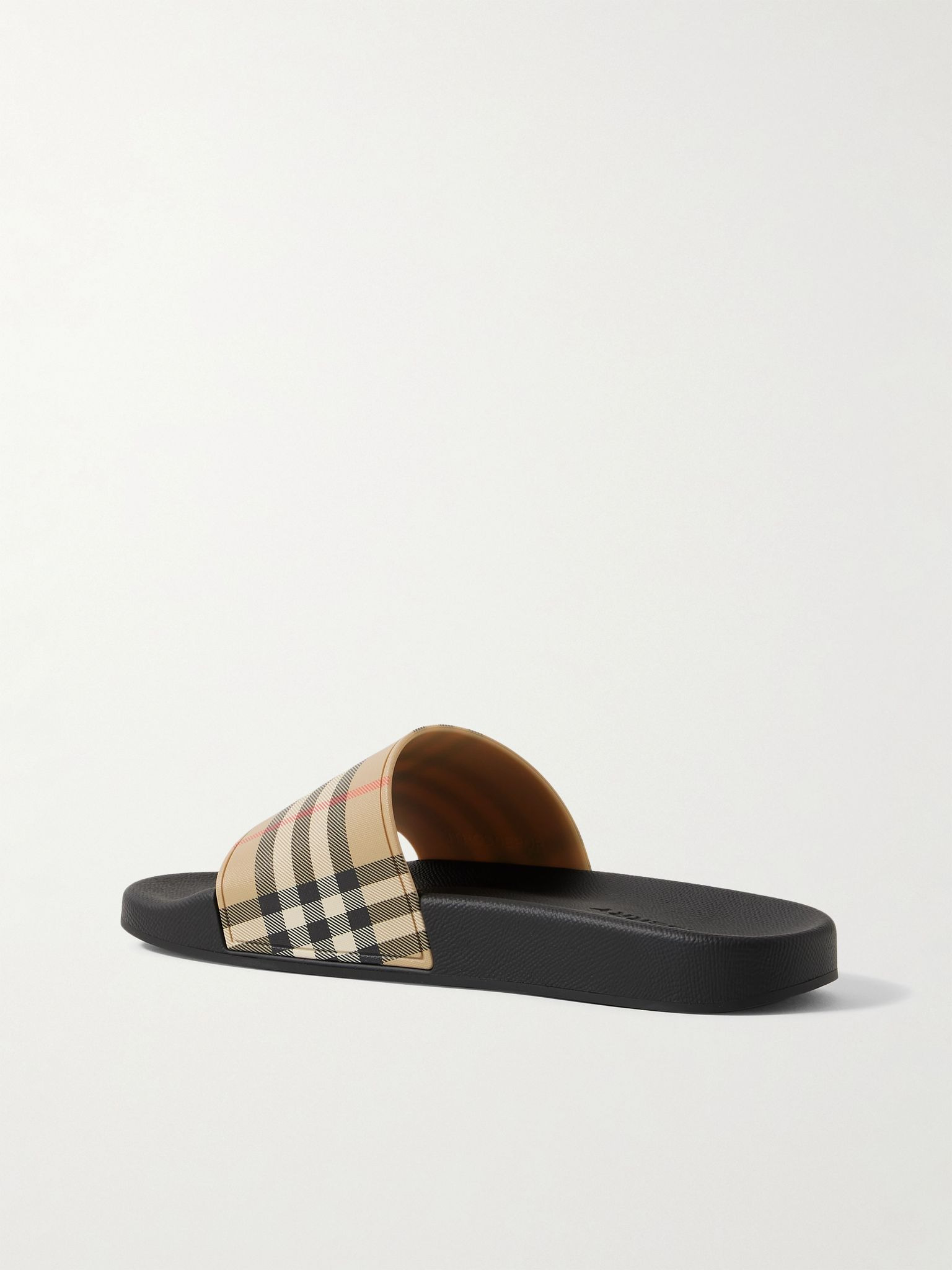 Checked Rubber Slides Beige - 4