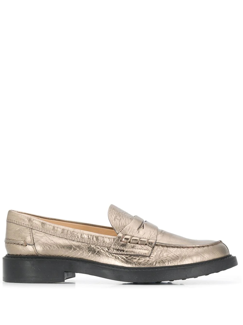 metallic almond-toe loafers - 1